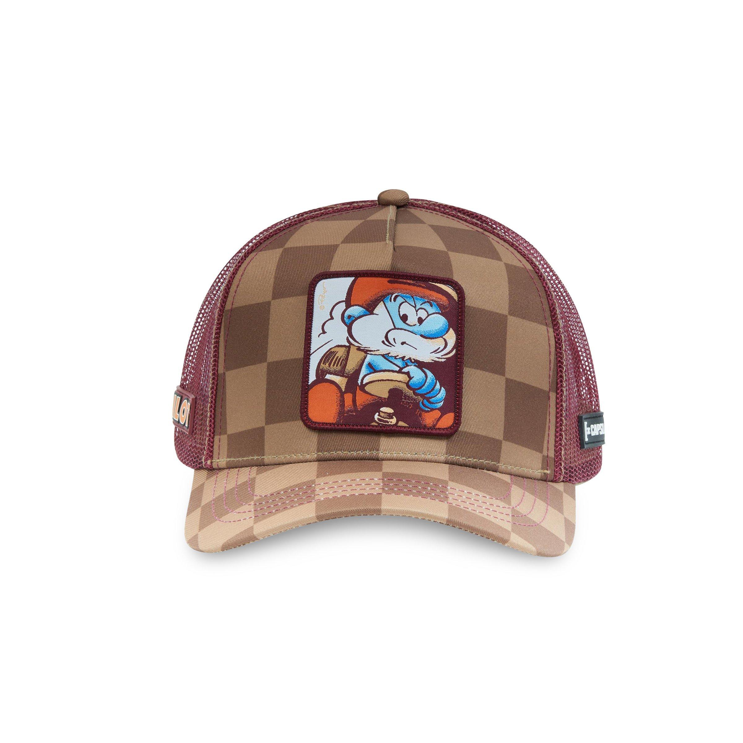 Capslab Papa Smurf Checkered Trucker Snapback Hat-Tan/Brown - TAN/BROWN Thumbnail View 2