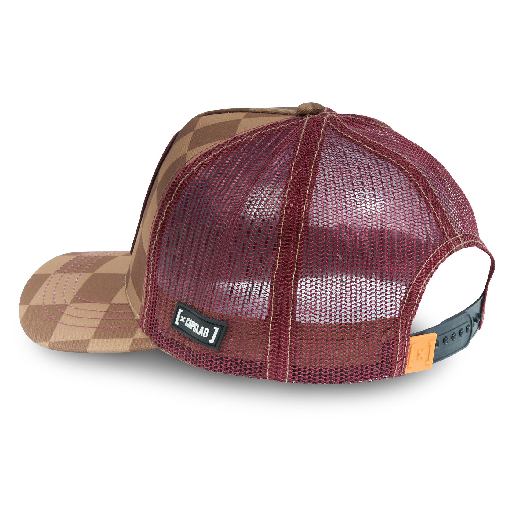 Capslab Papa Smurf Checkered Trucker Snapback Hat-Tan/Brown - TAN/BROWN Thumbnail View 3