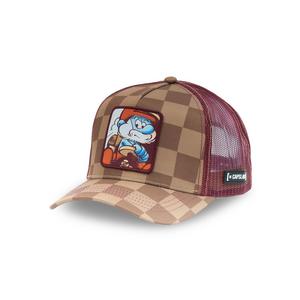Capslab Papa Smurf Checkered Trucker Snapback Hat-Tan/Brown