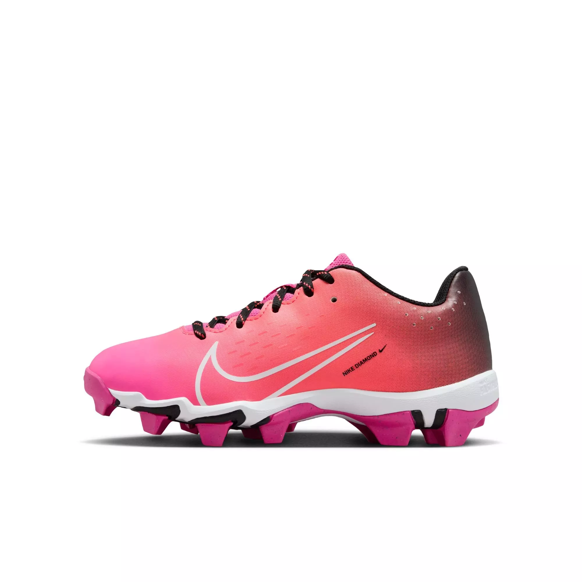 Nike Hyperdiamond 4 Keystone GG "Fuchsia/White/Hot Punch/Black" Preschool Girls' Softball Cleat - PINK/BLACK