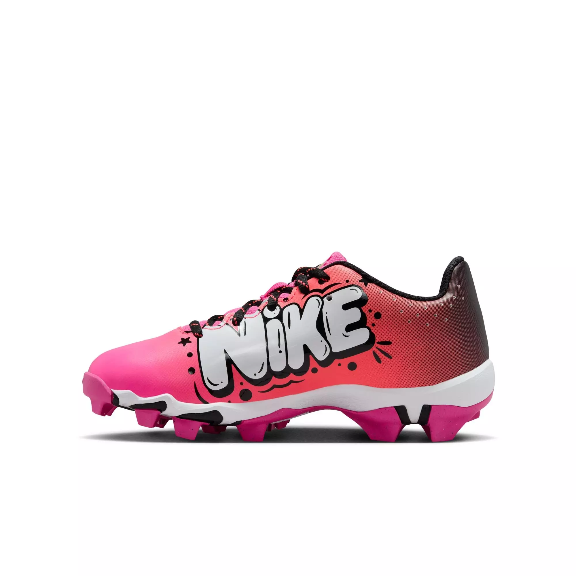 Nike Hyperdiamond 4 Keystone GG "Fuchsia/White/Hot Punch/Black" Preschool Girls' Softball Cleat - PINK/BLACK