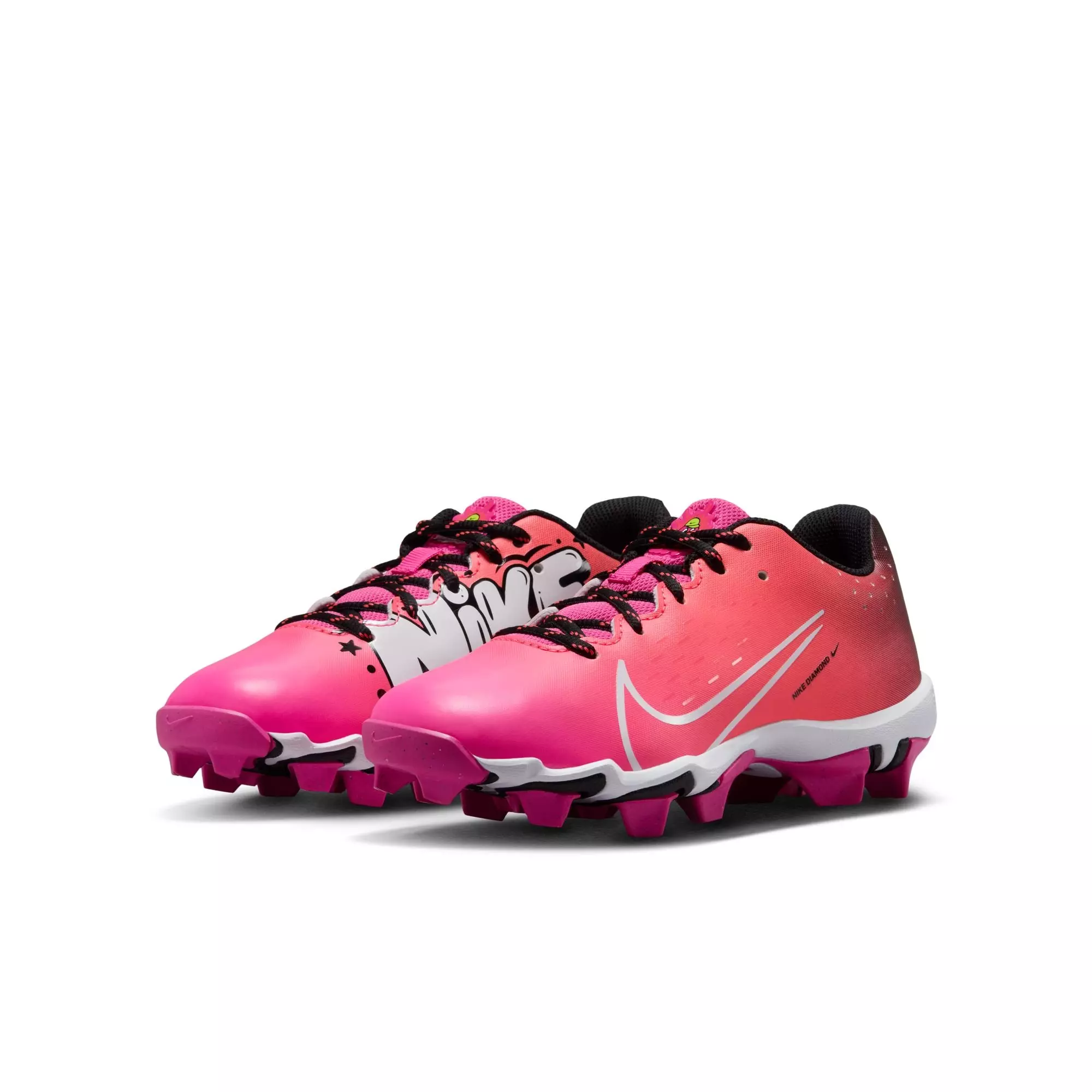 Nike Hyperdiamond 4 Keystone GG "Fuchsia/White/Hot Punch/Black" Preschool Girls' Softball Cleat - PINK/BLACK