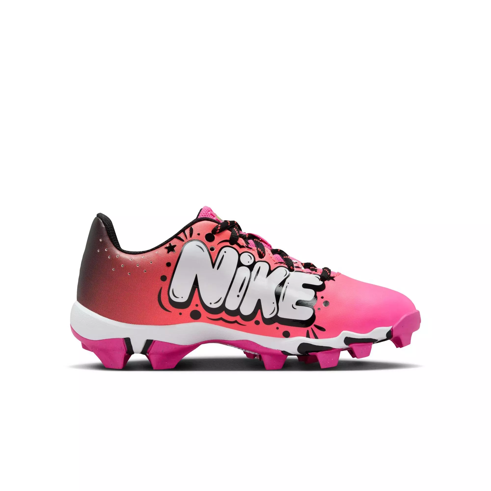 Nike Hyperdiamond 4 Keystone GG "Fuchsia/White/Hot Punch/Black" Preschool Girls' Softball Cleat - PINK/BLACK