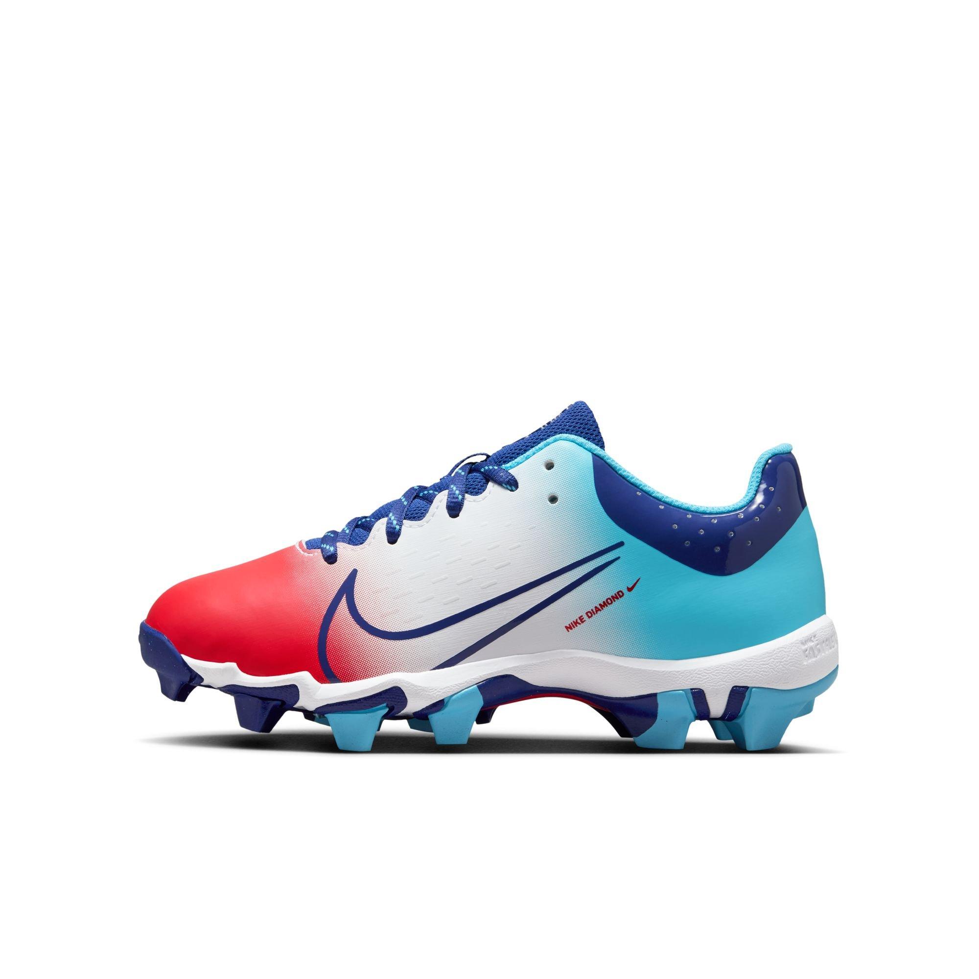 Nike Hyperdiamond 4 Keystone GG Preschool Girls' "Crimson/Royal Blue/Baltic Blue" Softball Cleat