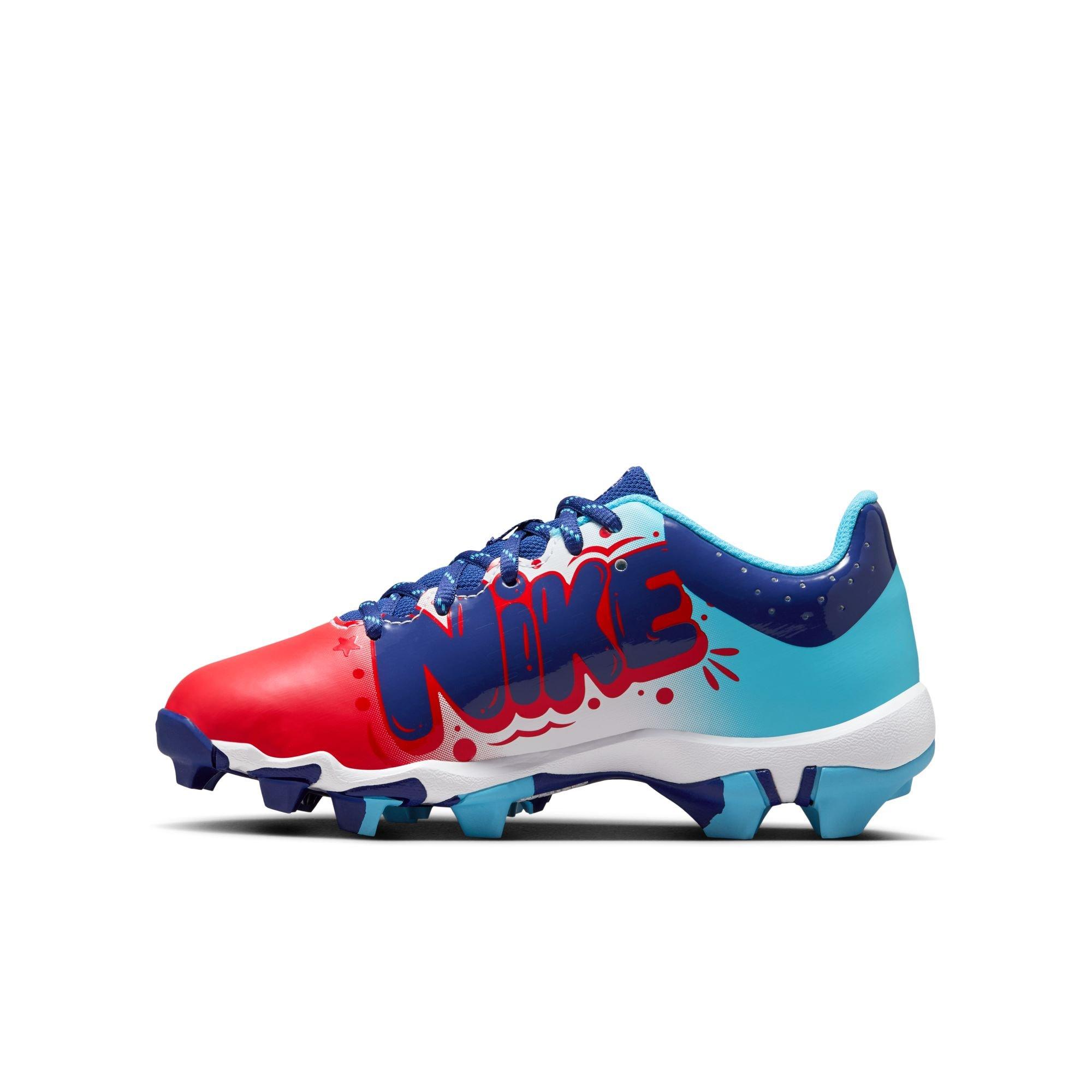 Nike Hyperdiamond 4 Keystone GG Preschool Girls' "Crimson/Royal Blue/Baltic Blue" Softball Cleat