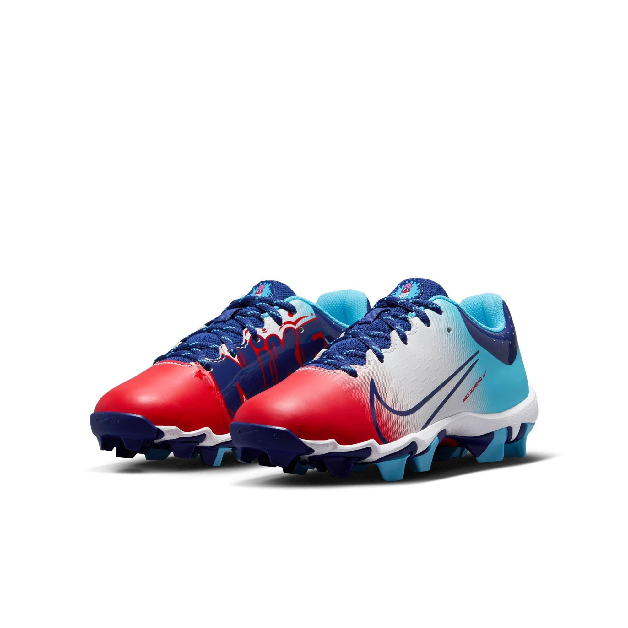 Nike Hyperdiamond 4 Keystone GG Preschool Girls' "Crimson/Royal Blue/Baltic Blue" Softball Cleat