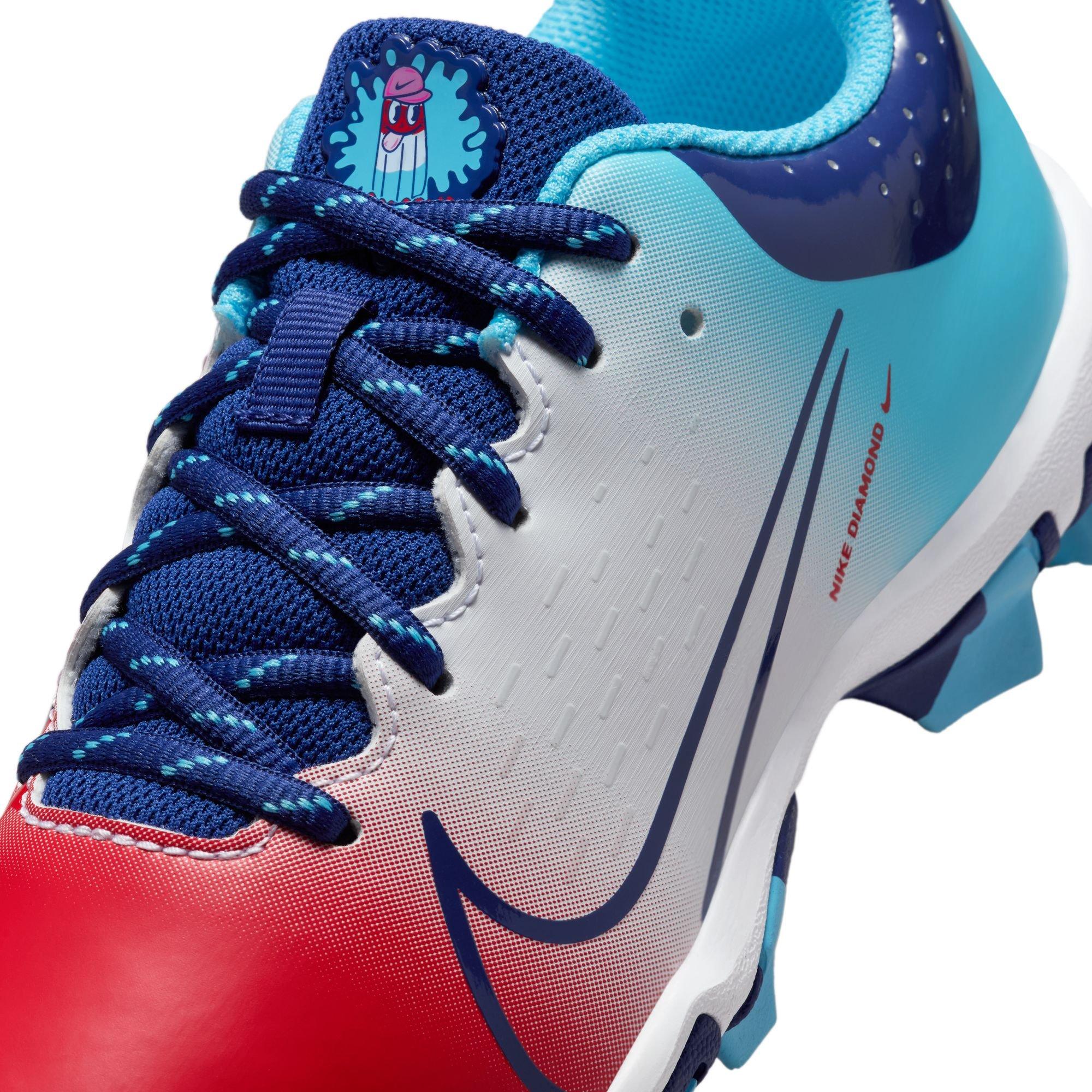 Nike Hyperdiamond 4 Keystone GG Preschool Girls' "Crimson/Royal Blue/Baltic Blue" Softball Cleat