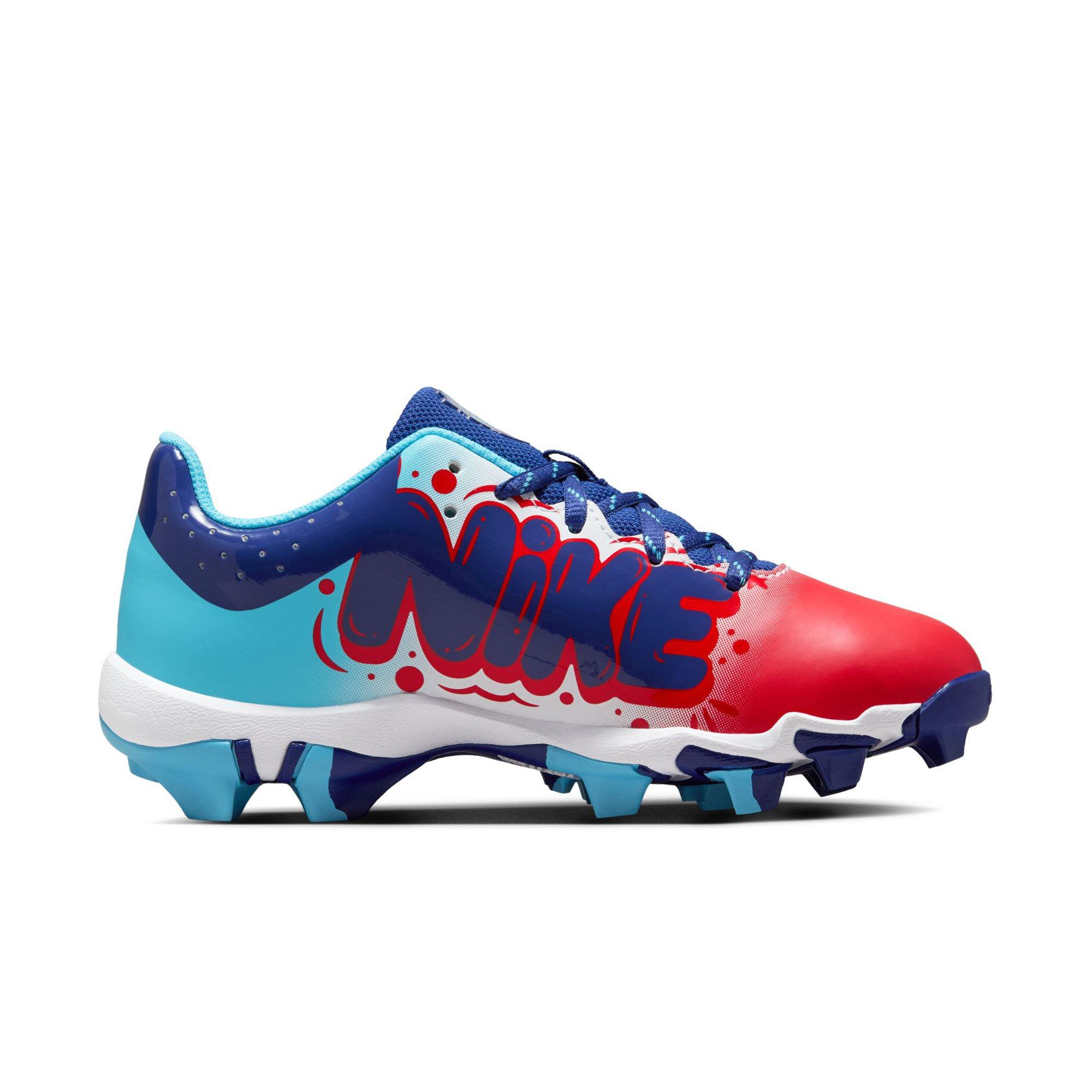 Nike Hyperdiamond 4 Keystone GG Preschool Girls' "Crimson/Royal Blue/Baltic Blue" Softball Cleat