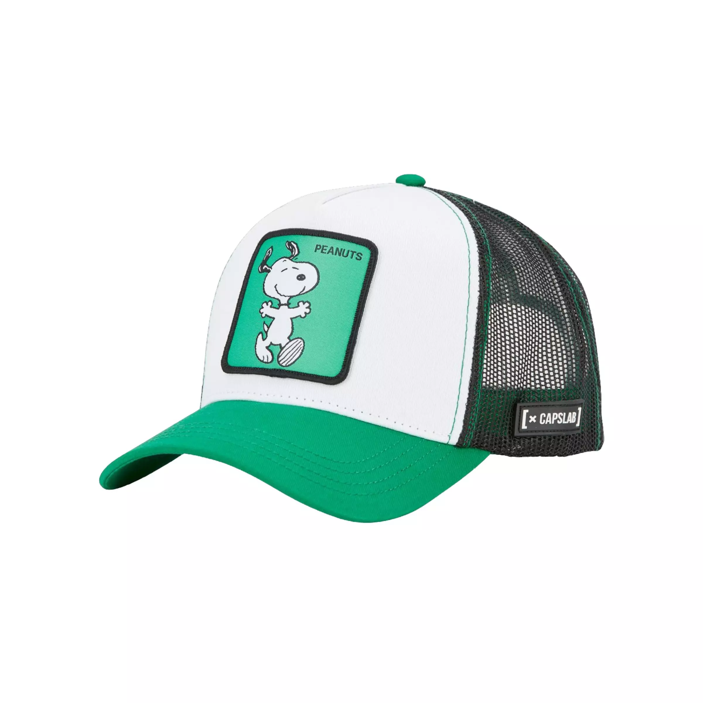 Capslab Snoopy Jump Trucker Snapback Hat-Green/White - GREEN/WHITE