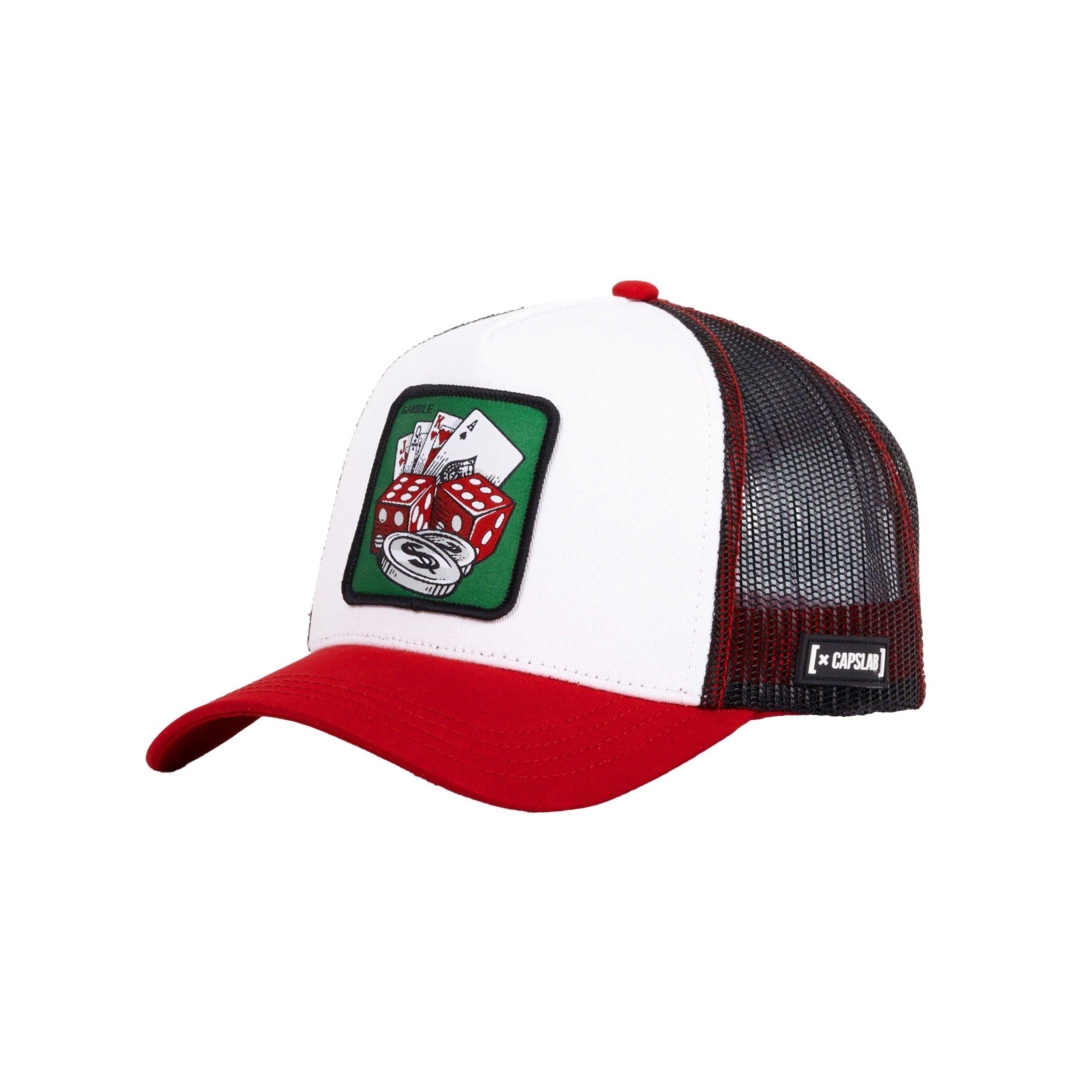 Capslab Gamble Trucker Snapback Hat-White/Red - WHITE/RED Thumbnail View 1