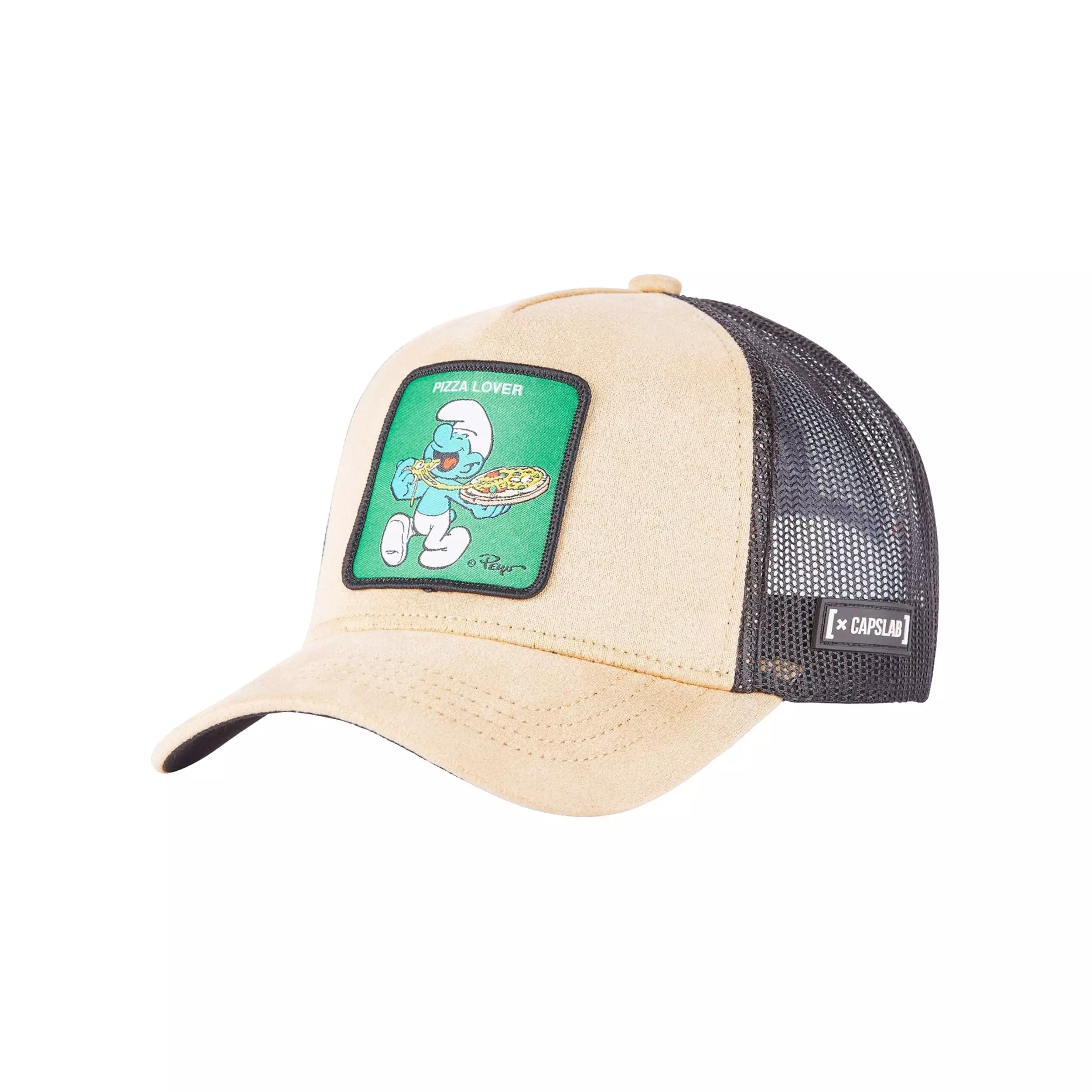 Capslab Smurf Pizza Trucker Snapback Hat-Sand/Black - TAN/BLACK