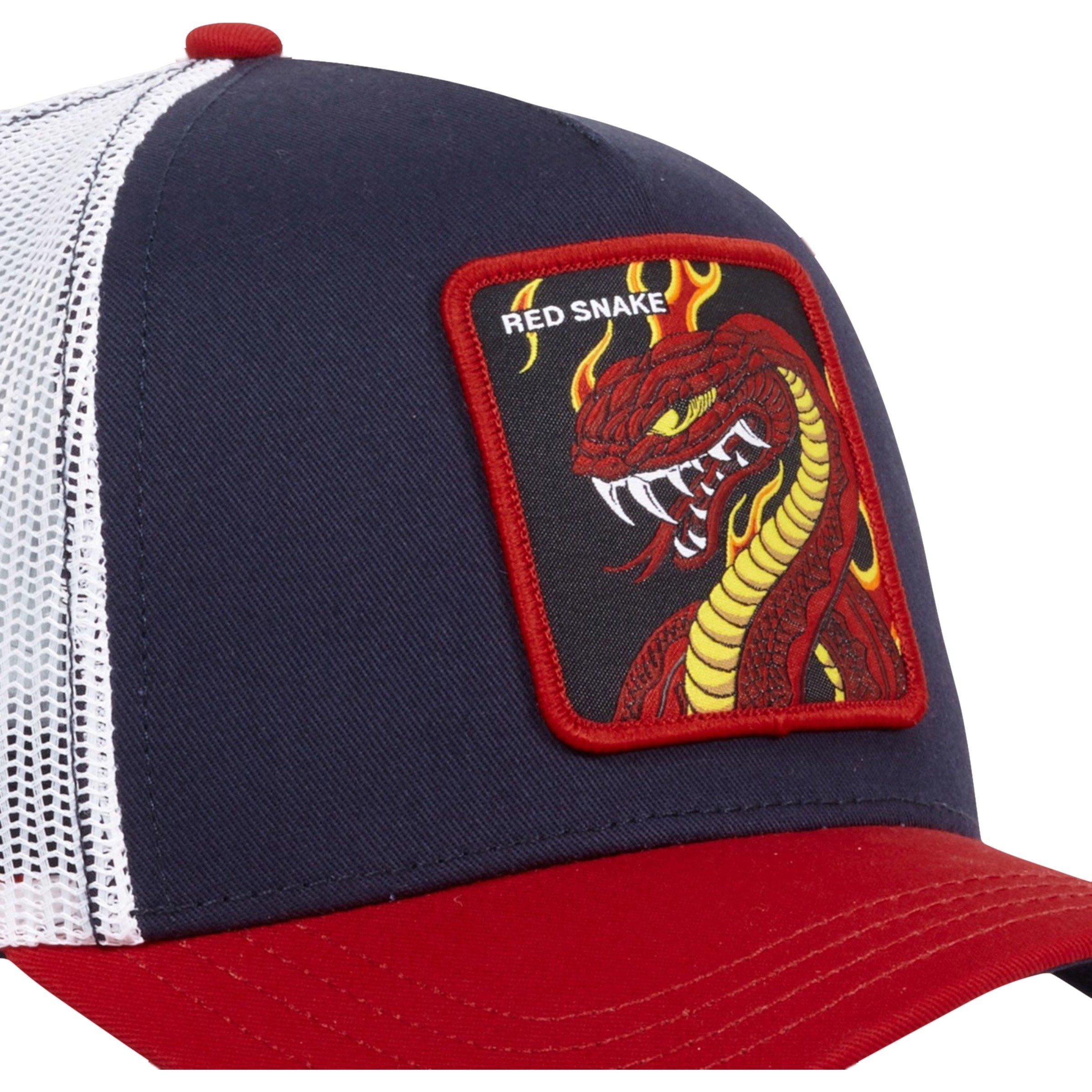 Men's Capslab Red Snake Trucker Cap-Navy/Red