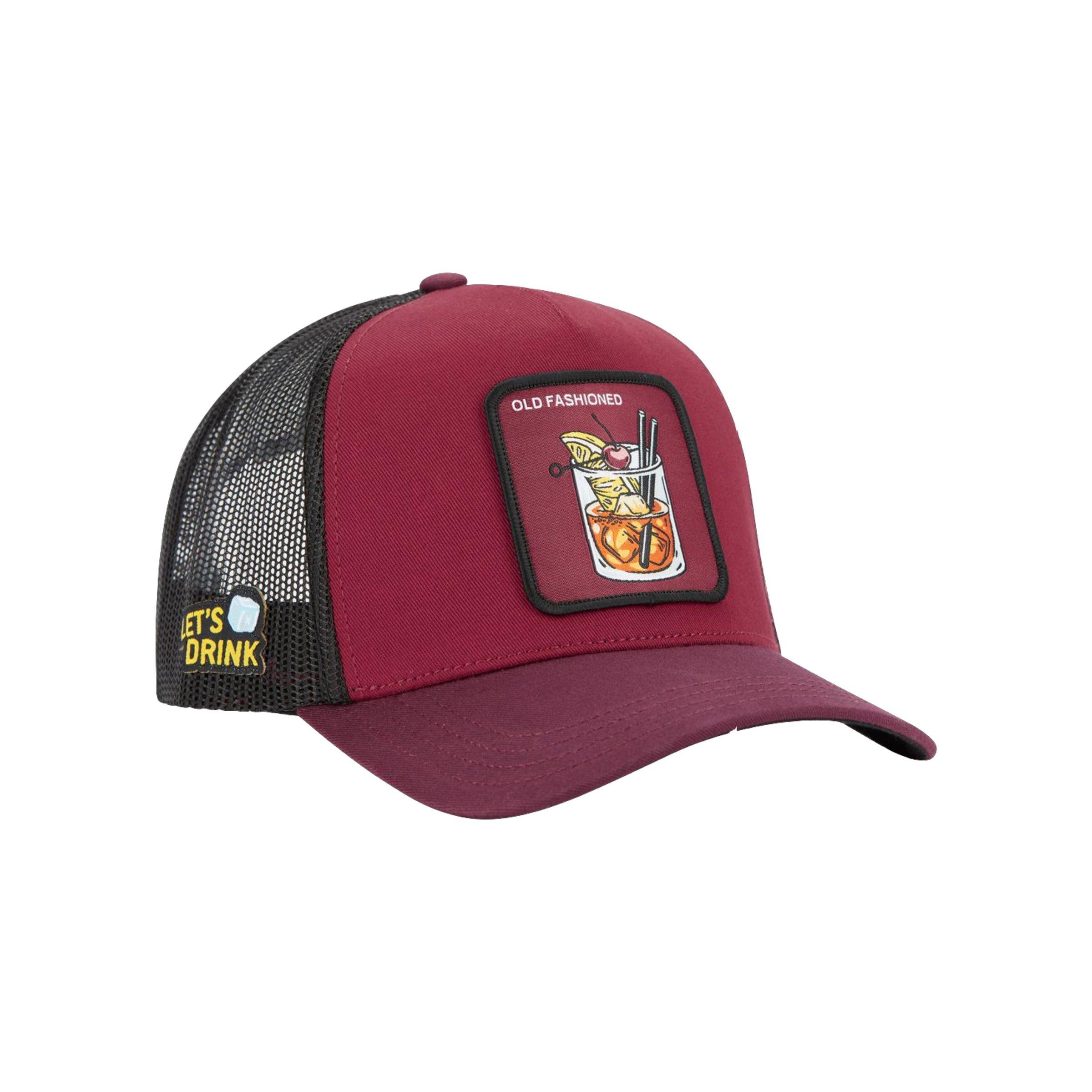 Men's Capslab Old Fashioned Trucker Cap-Burgundy/Black