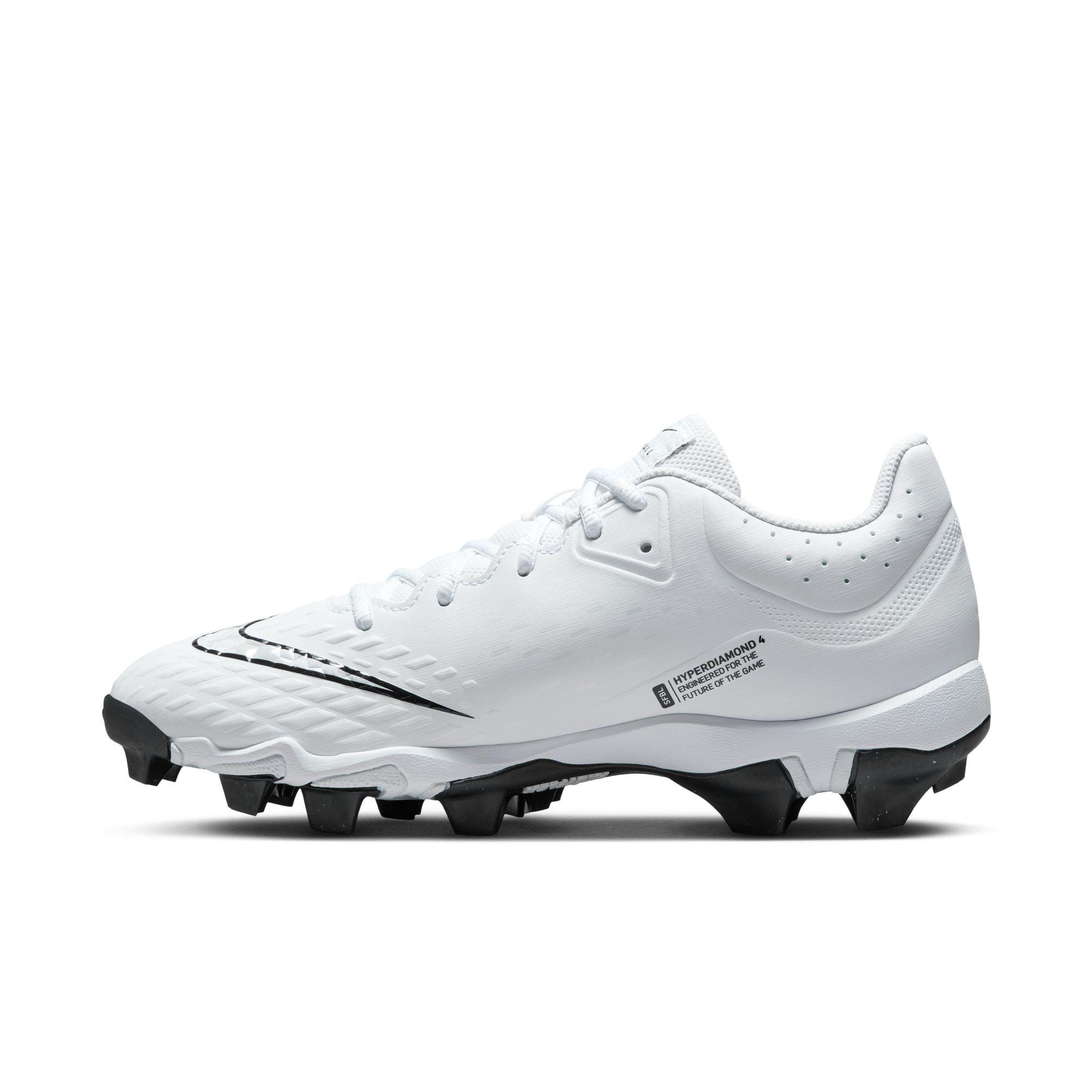Nike Hyperdiamond 4 Keystone "White/Pure Platinum/Black" Women's Softball Cleat - WHITE/BLACK Thumbnail View 4