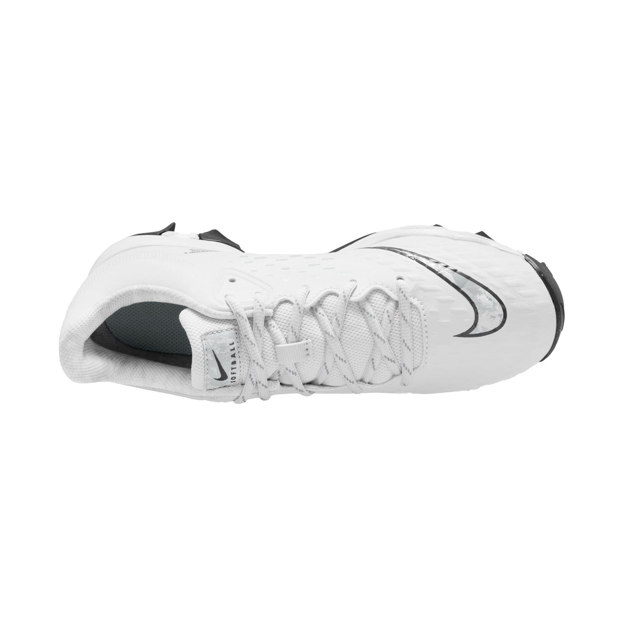 Nike Hyperdiamond 4 Keystone "White/Pure Platinum/Black" Women's Softball Cleat - WHITE/BLACK Thumbnail View 8