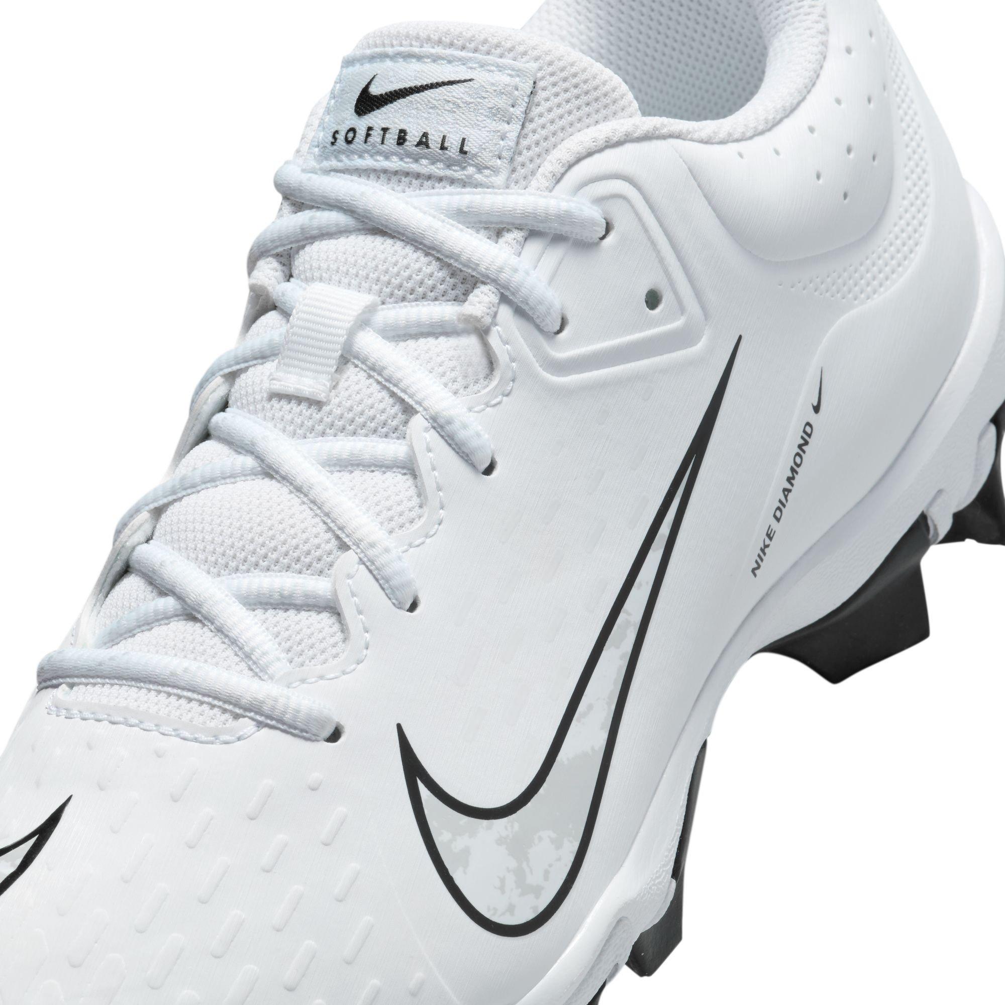 Nike Hyperdiamond 4 Keystone "White/Pure Platinum/Black" Women's Softball Cleat - WHITE/BLACK Thumbnail View 11