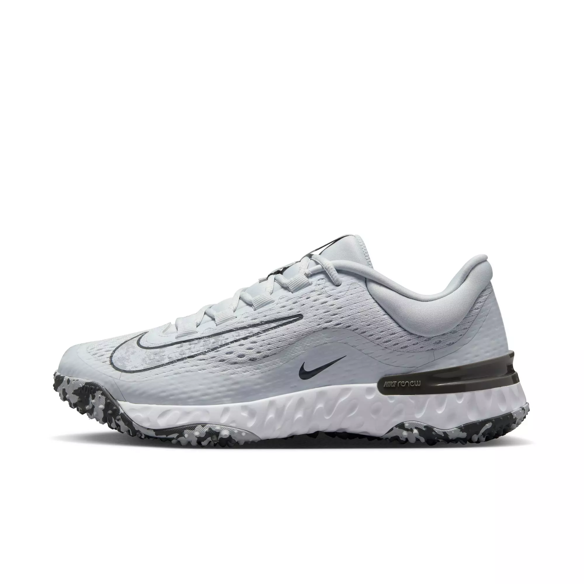 Nike Alpha Huarache Elite 4 Turf "Pure Platinum/Wolf Grey/Iron Grey/White" Women's Softball Shoe - GREY/BLACK