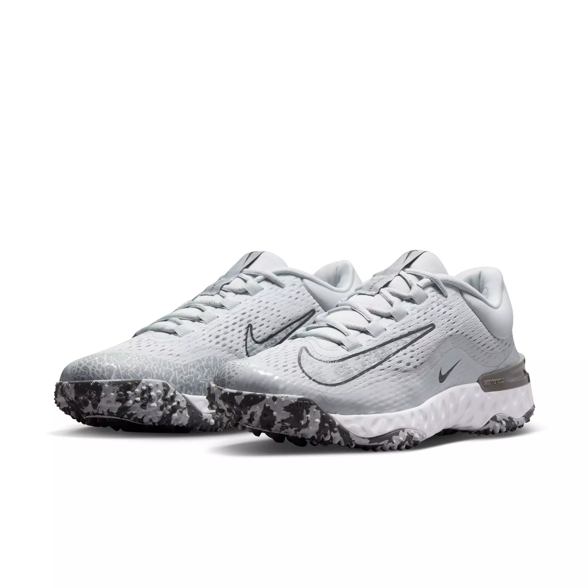 Nike Alpha Huarache Elite 4 Turf "Pure Platinum/Wolf Grey/Iron Grey/White" Women's Softball Shoe - GREY/BLACK