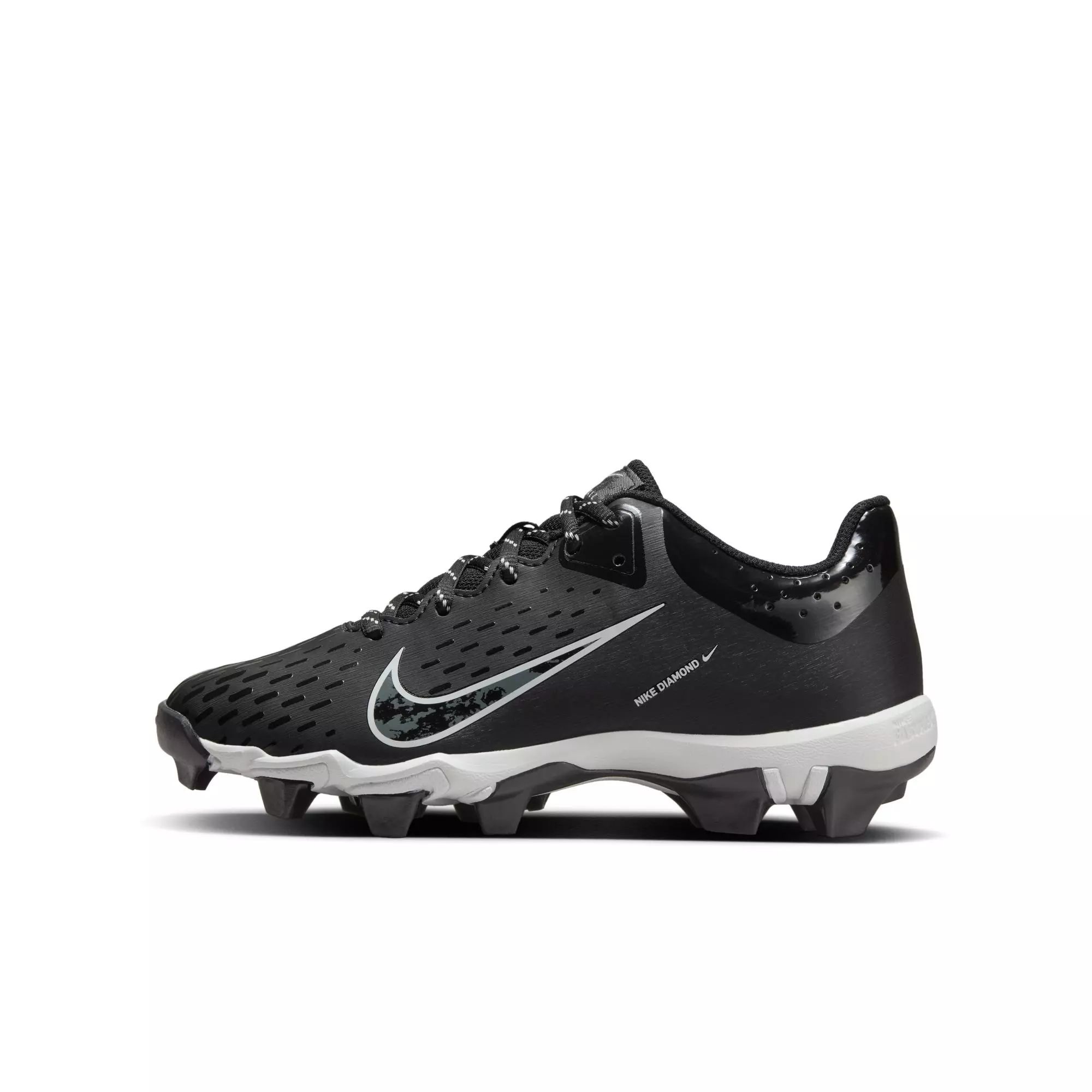 Nike Hyperdiamond 4 Keystone GG "Black/Iron Grey/Pure Platinum" Grade School Girls' Softball Cleat - BLACK/WHITE
