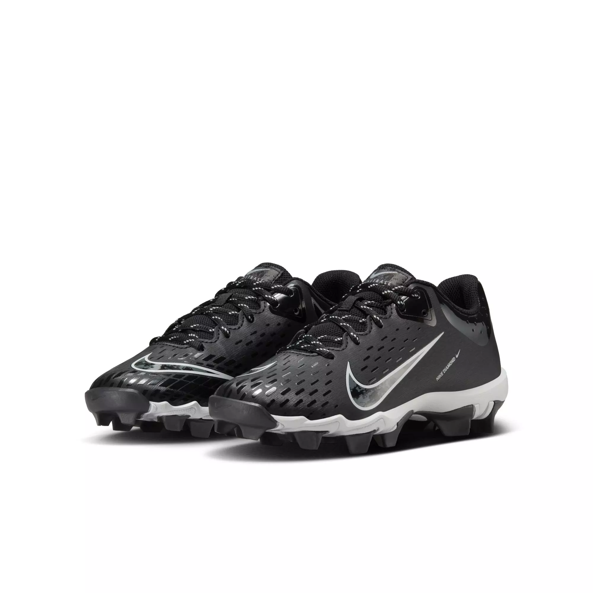 Nike Hyperdiamond 4 Keystone GG "Black/Iron Grey/Pure Platinum" Grade School Girls' Softball Cleat - BLACK/WHITE