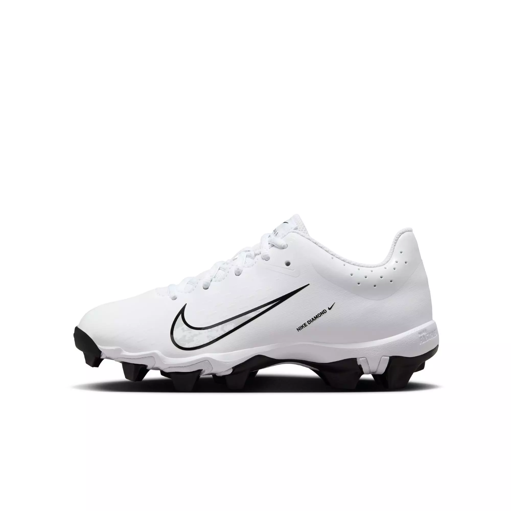 Nike Hyperdiamond 4 Keystone Grade School Girls' "White/Pure Platinum/Black" Softball Cleat - WHITE/BLACK