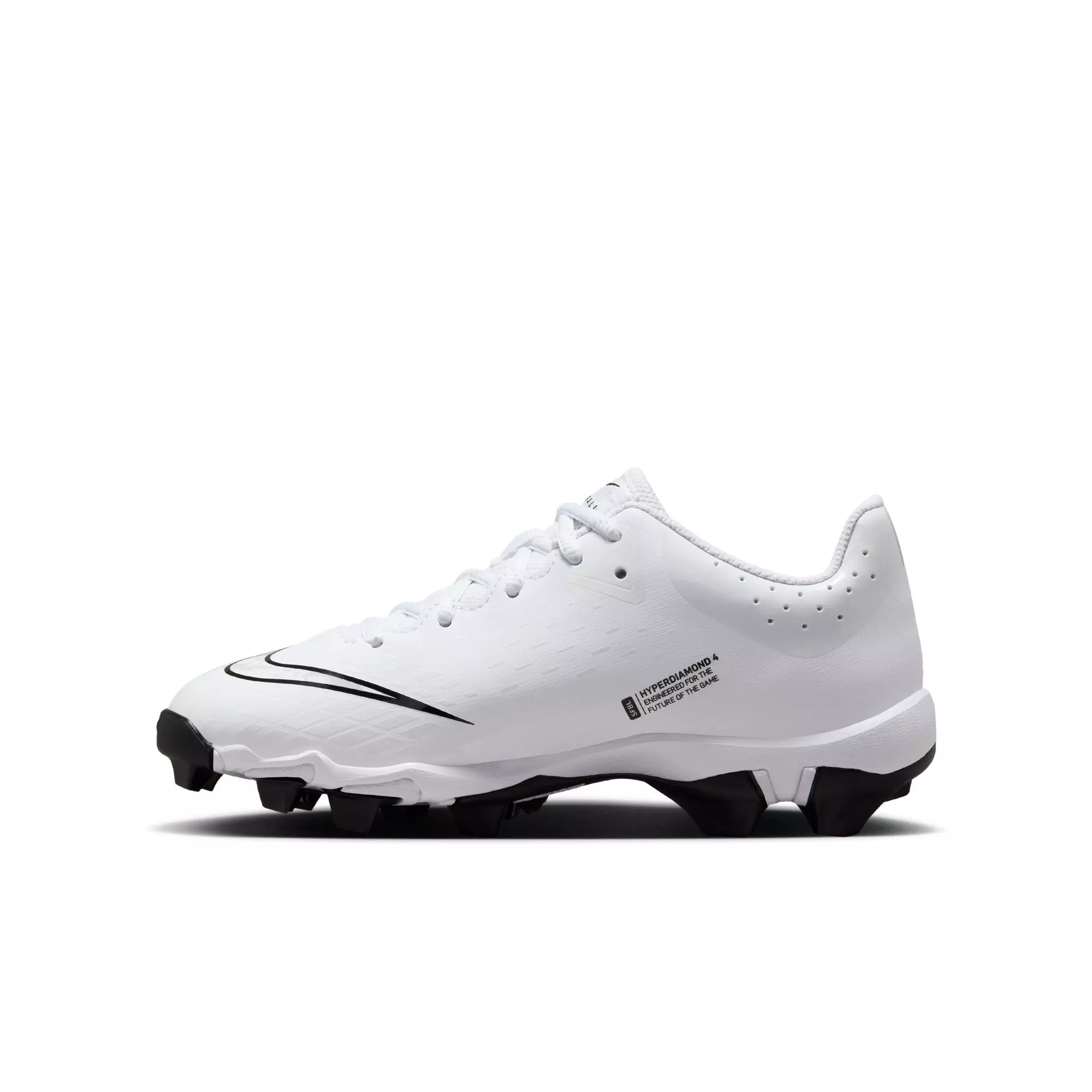 Nike Hyperdiamond 4 Keystone Grade School Girls' "White/Pure Platinum/Black" Softball Cleat - WHITE/BLACK