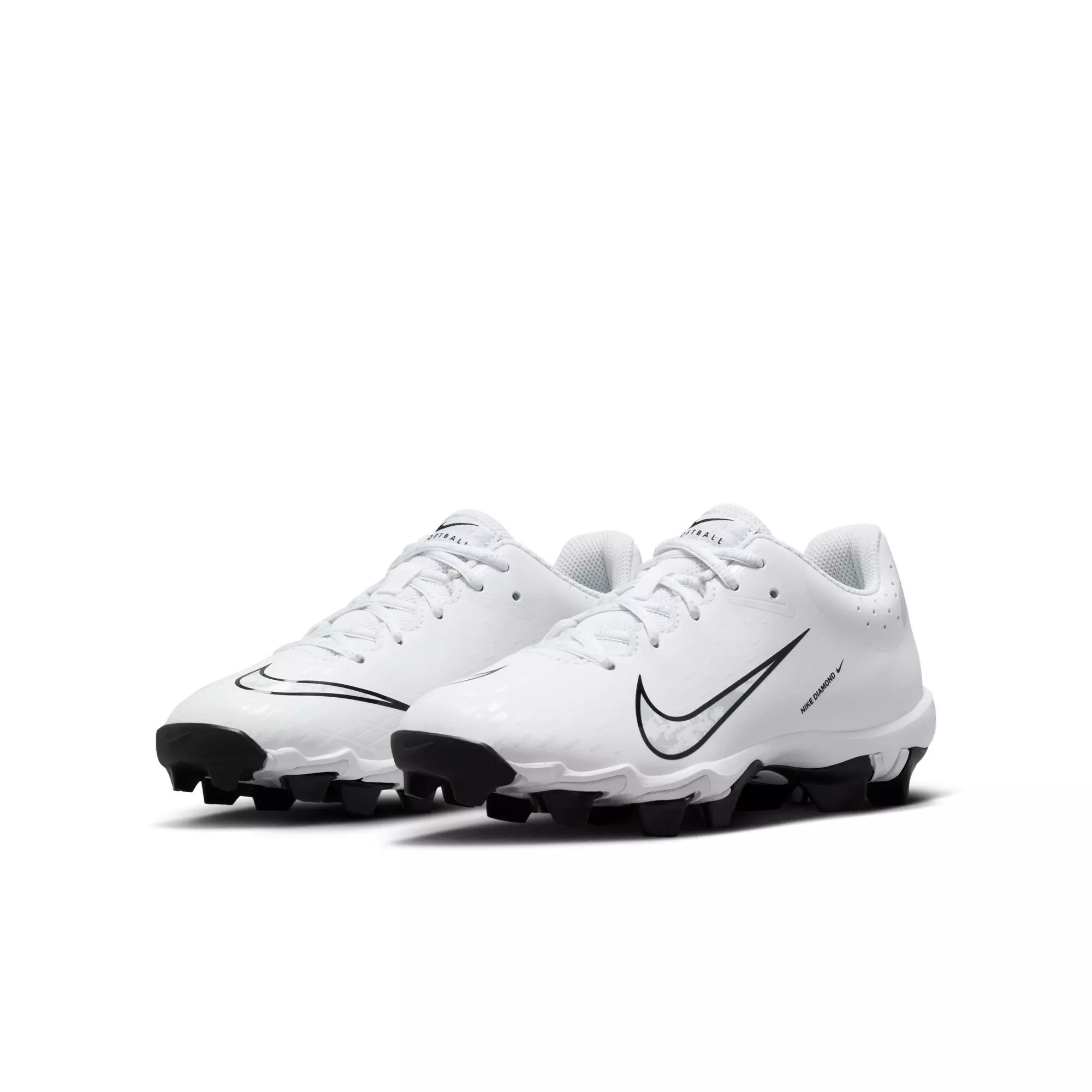 Nike Hyperdiamond 4 Keystone Grade School Girls' "White/Pure Platinum/Black" Softball Cleat - WHITE/BLACK