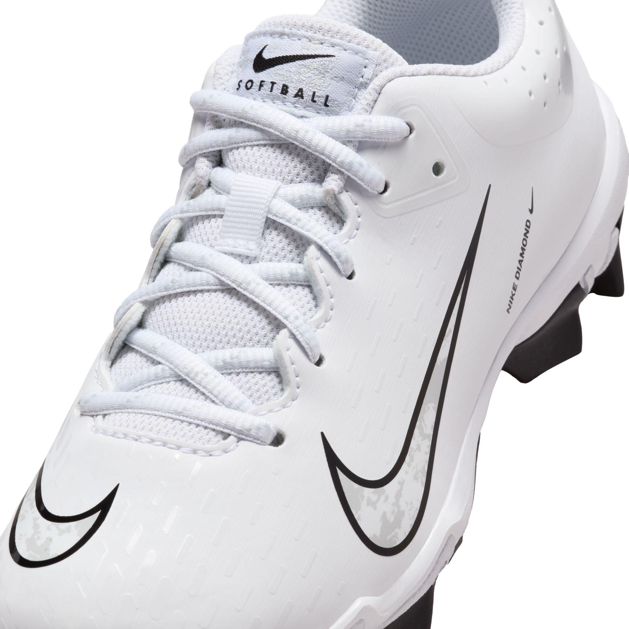 Nike Hyperdiamond 4 Keystone  Grade School Girls' "White/Pure Platinum/Black" Baseball Cleat