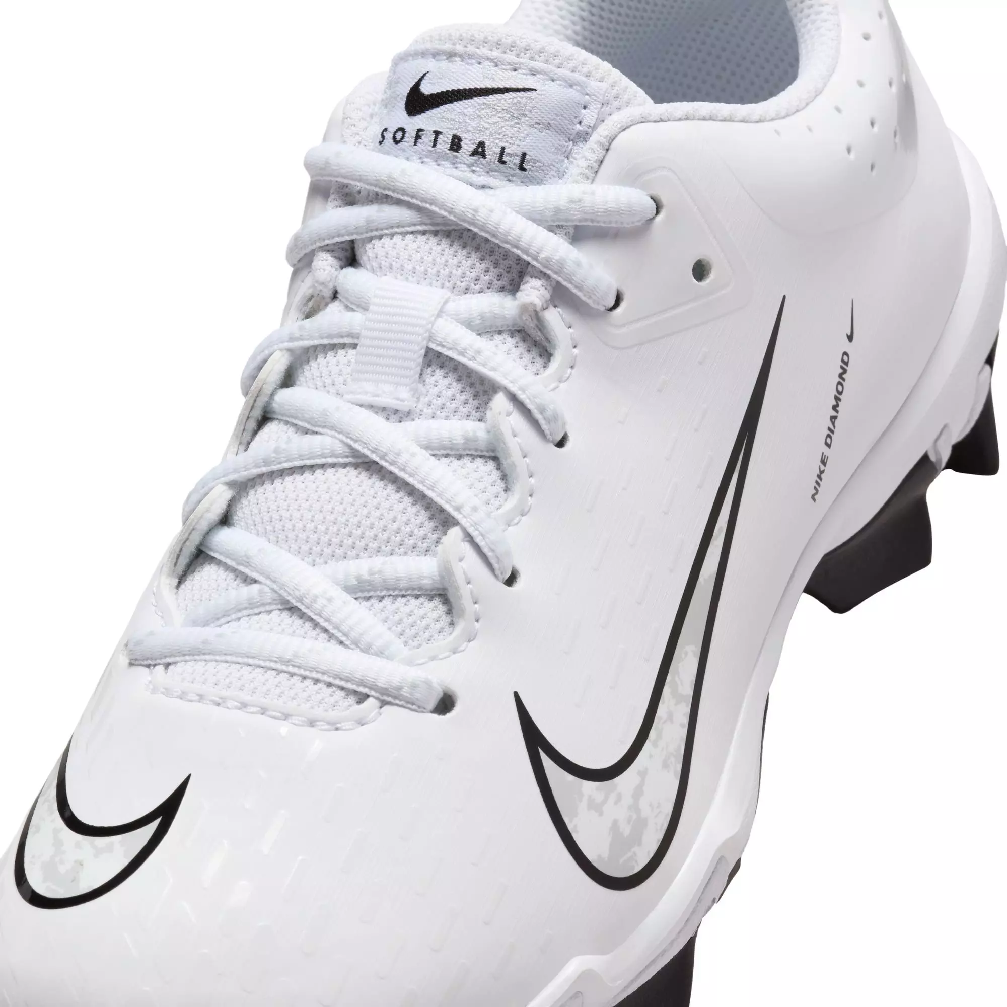 Nike Hyperdiamond 4 Keystone "White/Pure Platinum/Black" Grade School Girls' Softball Cleat - WHITE/BLACK