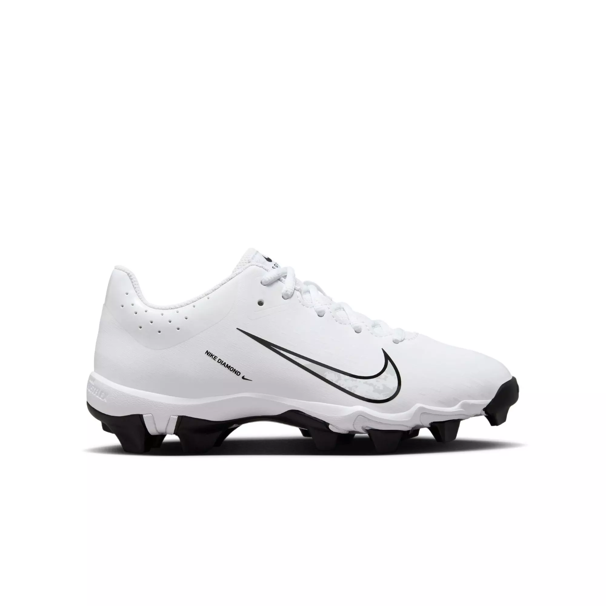 Nike Hyperdiamond 4 Keystone "White/Pure Platinum/Black" Grade School Girls' Baseball Cleat - WHITE/BLACK
