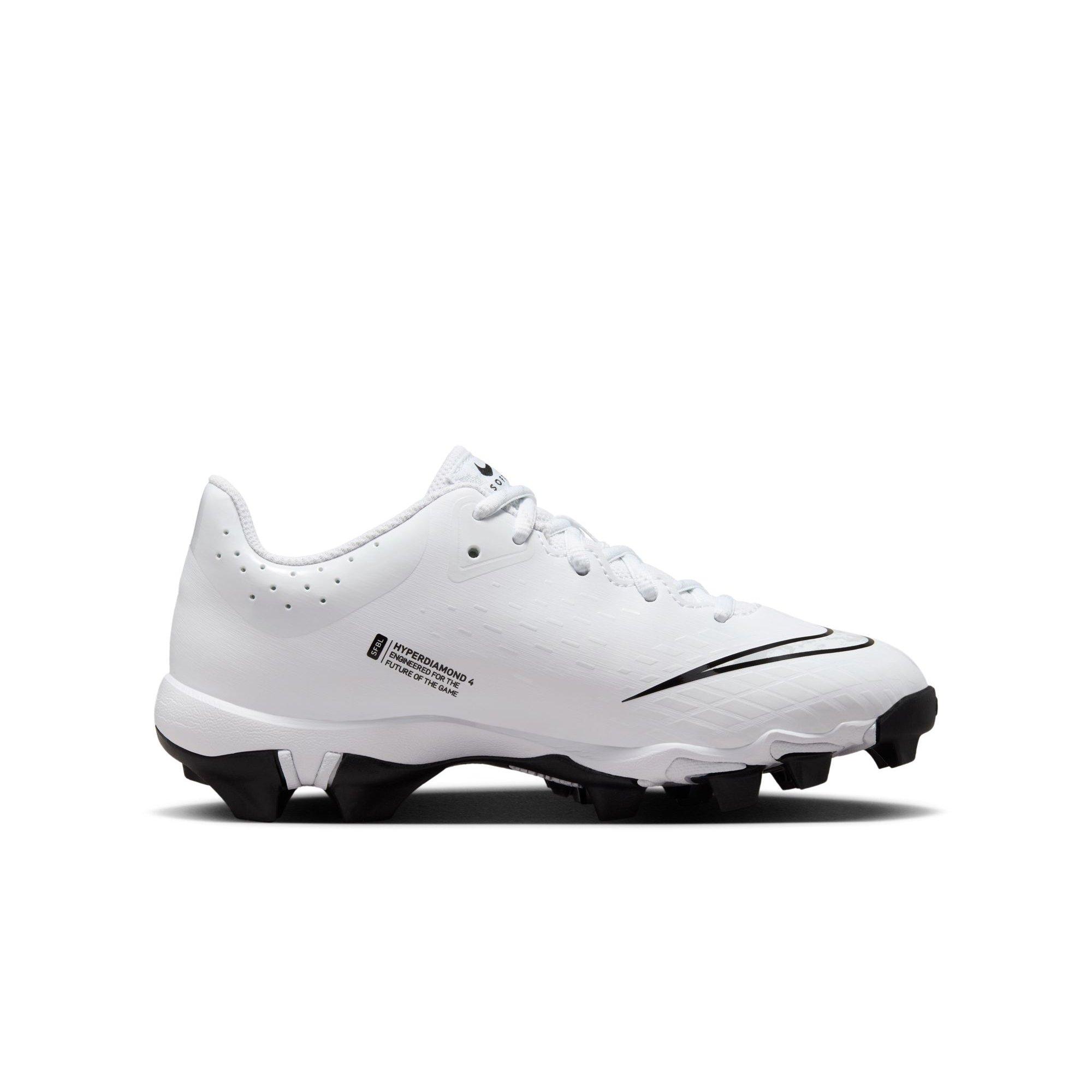 Nike Hyperdiamond 4 Keystone Grade School Girls' "White/Pure Platinum/Black" Softball Cleat