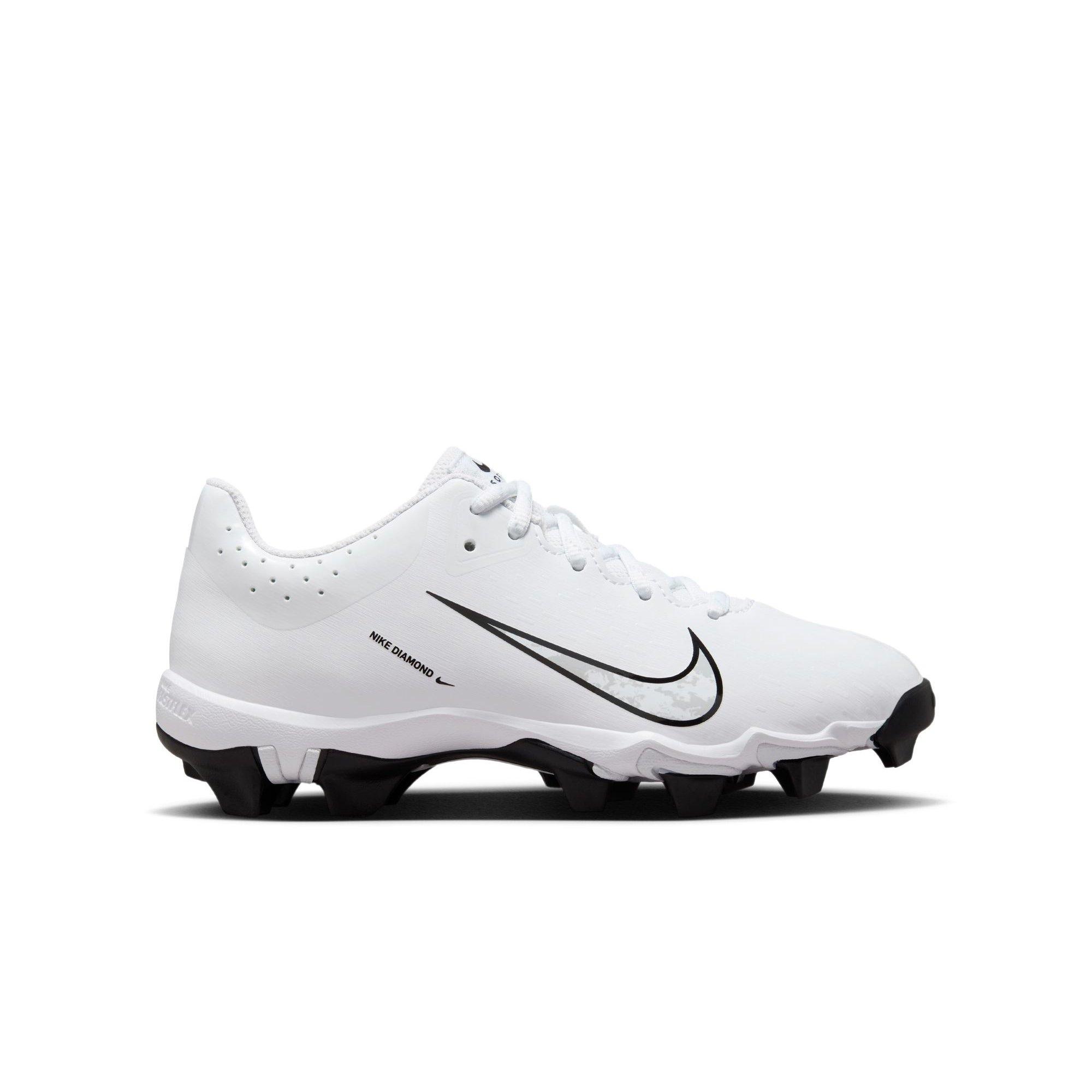 Nike Hyperdiamond 4 Keystone "White/Pure Platinum/Black" Grade School Girls' Baseball Cleat