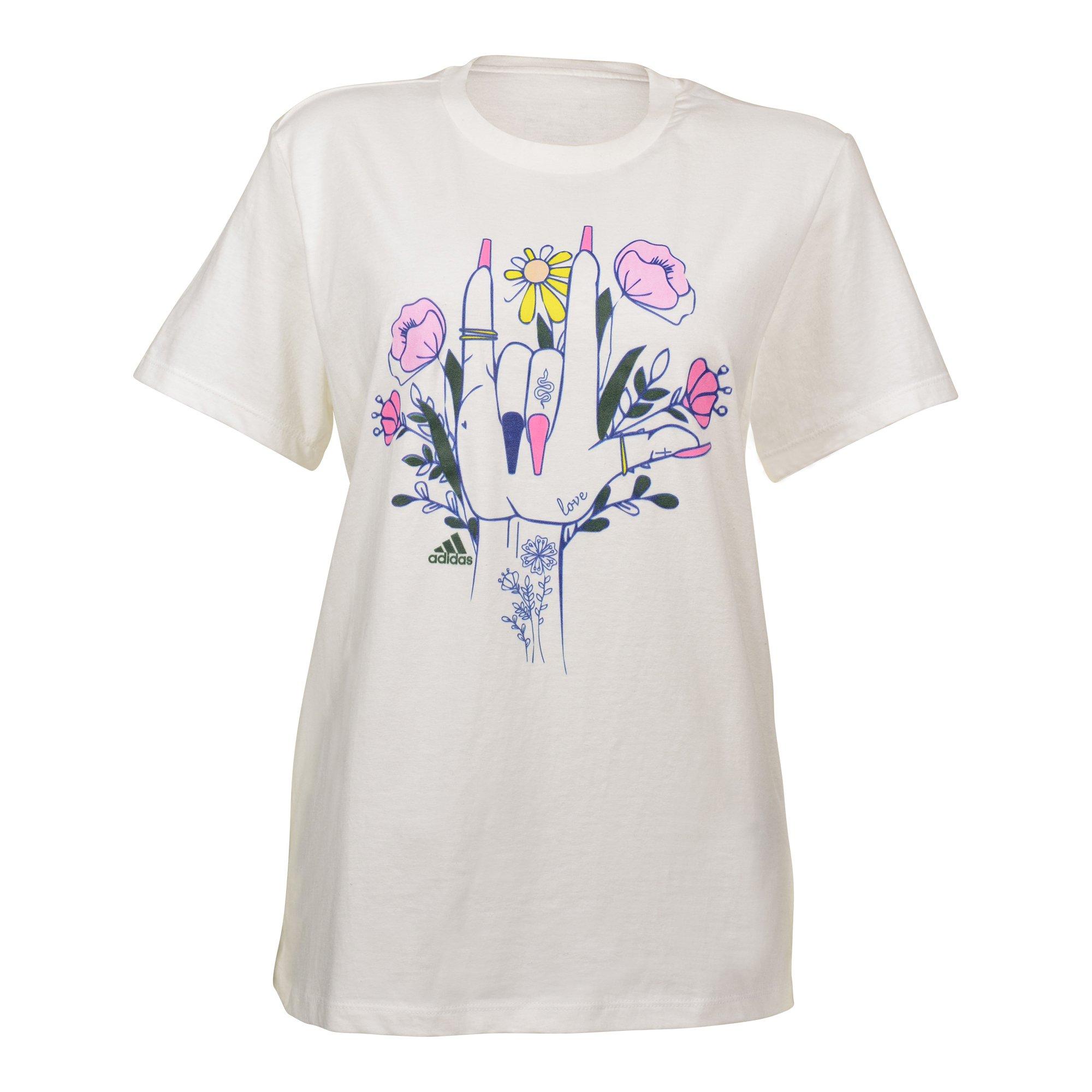 adidas Women's Floral Graphic Tee - WHITE Thumbnail View 1