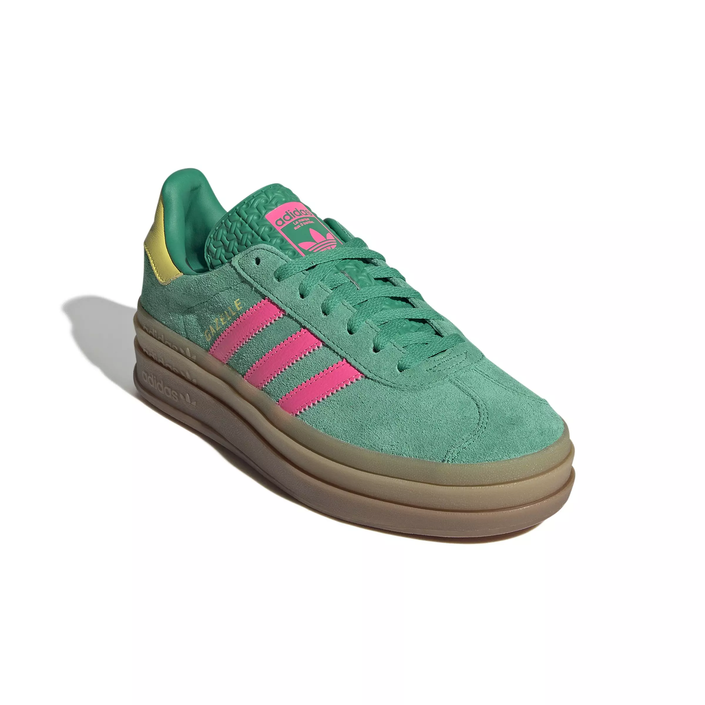 adidas Originals Gazelle Bold "Court Green/Lucid Pink/Pure Sulfur" Women's Shoe - GREEN/PINK