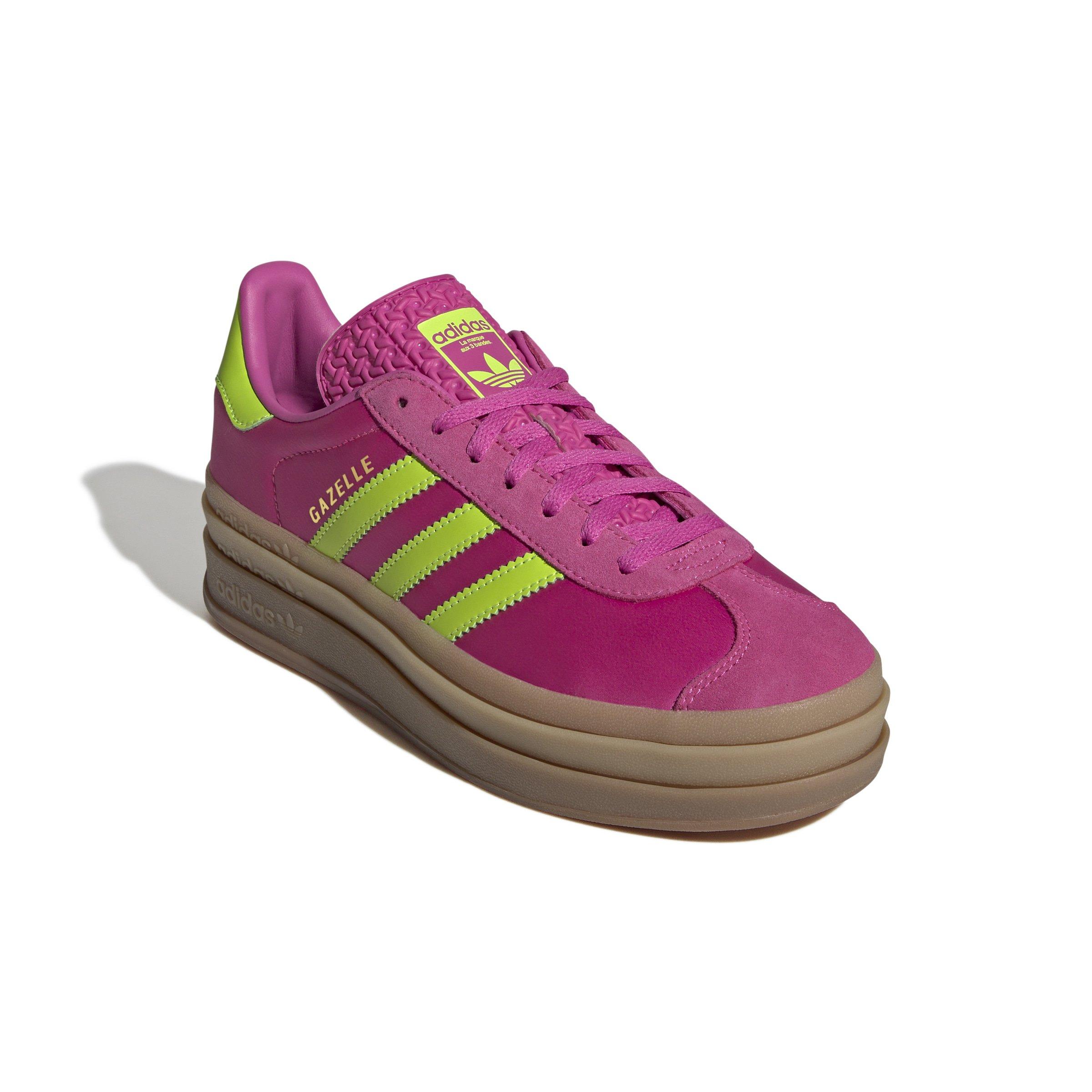adidas Originals Gazelle Bold "Semi Lucid Fuchsia/Solar Slime/Gold Metallic" Women's Shoe - FUCSHIA Thumbnail View 5
