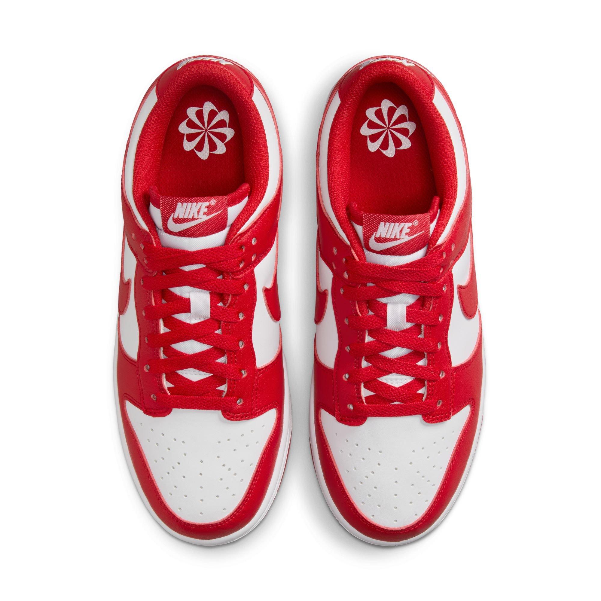 Nike Dunk Low "White/University Red" Women's Shoe - WHITE/RED Thumbnail View 6