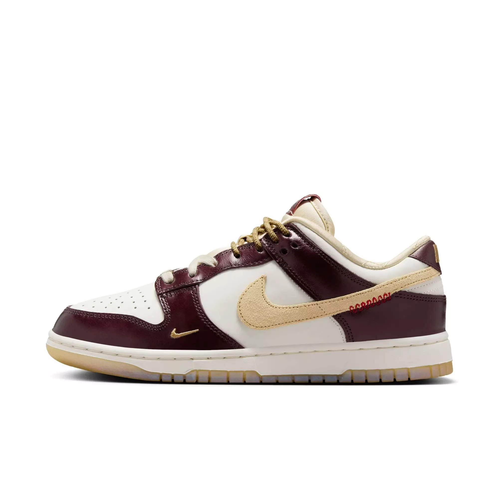 Nike Dunk Low LX "Sail/Team Gold/Burgundy Crush" Women's Shoe - CREAM/RED