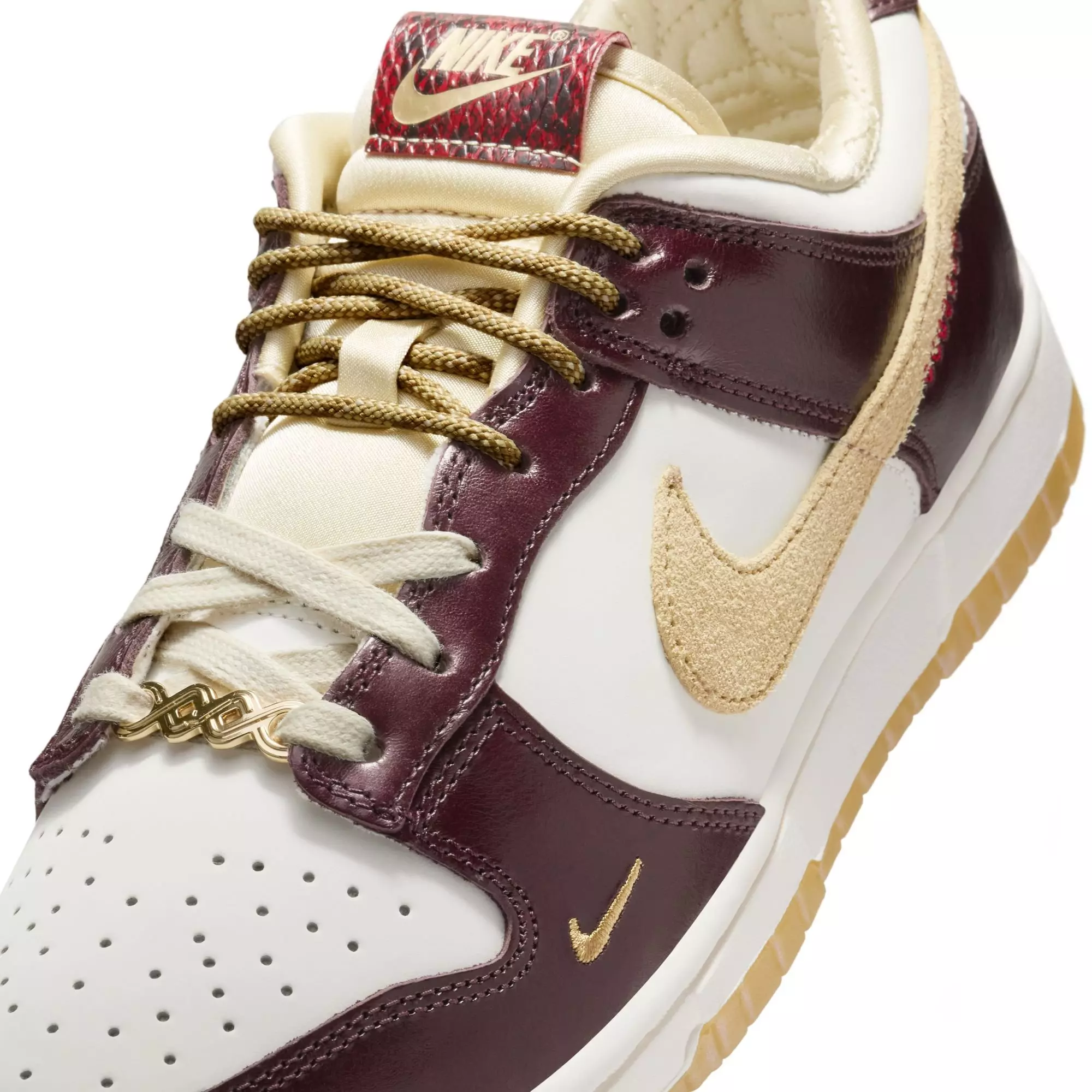 Nike Dunk Low LX "Sail/Team Gold/Burgundy Crush" Women's Shoe - CREAM/RED