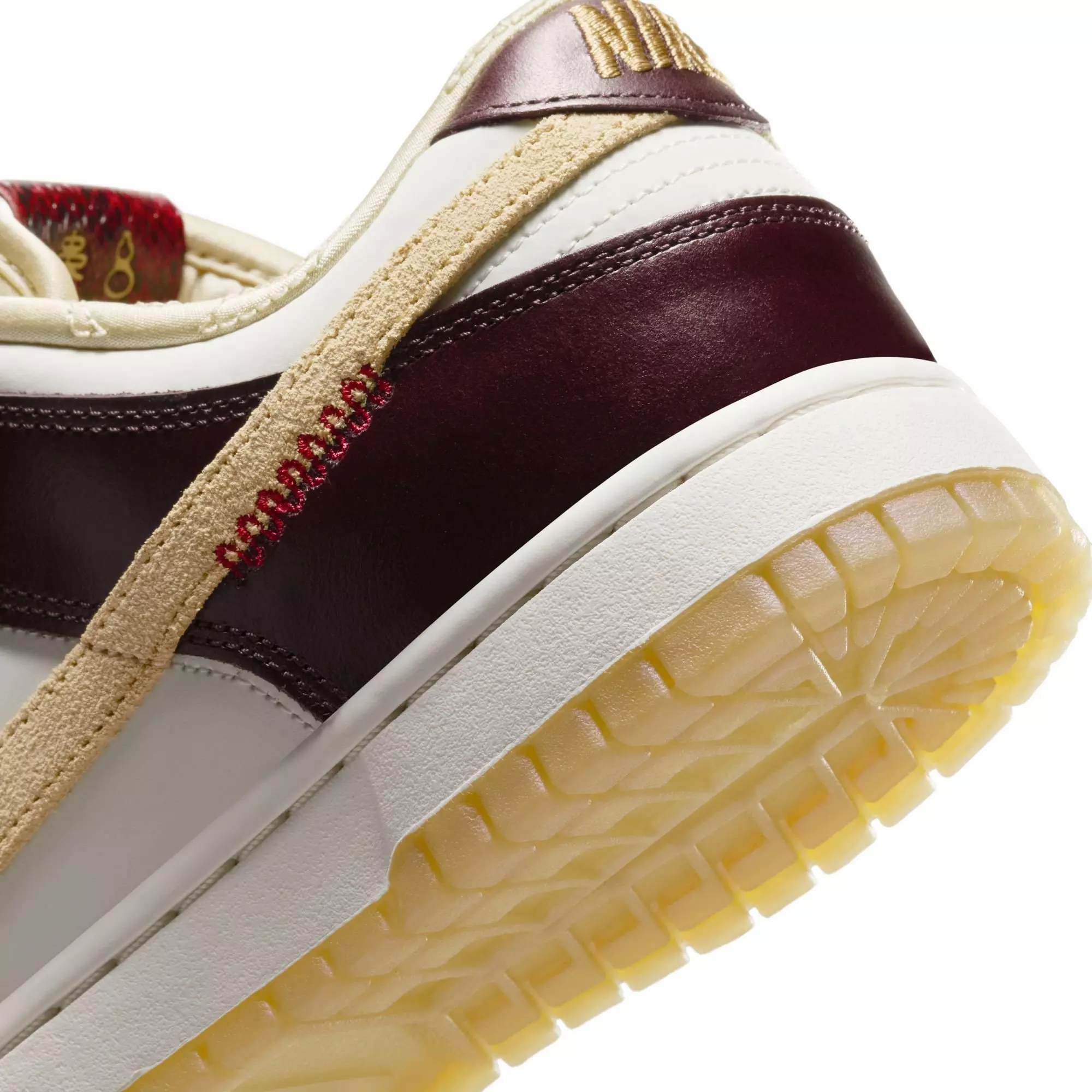 Nike Dunk Low LX "Sail/Team Gold/Burgundy Crush" Women's Shoe - CREAM/RED