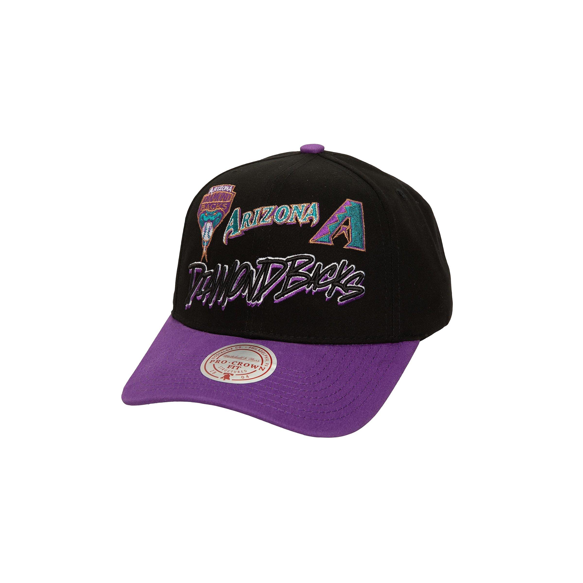 Mitchell & Ness Arizona Diamondbacks Edly Script Cooperstown Collection Pro Snapback-Black/Purple - BLACK Thumbnail View 1