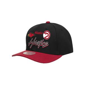 Mitchell & Ness Atlanta Hawks Script Pro Hardwood Classic Snapback-Black/Red