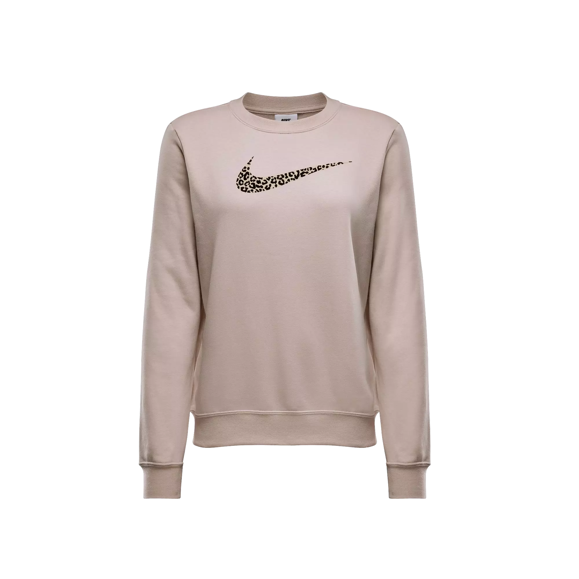 Nike Women's Sportswear Club Fleece Leopard Crewneck Sweatshirt - TAN