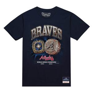Mitchell & Ness Men's Atlanta Braves Rings Short Sleeve Top-Navy