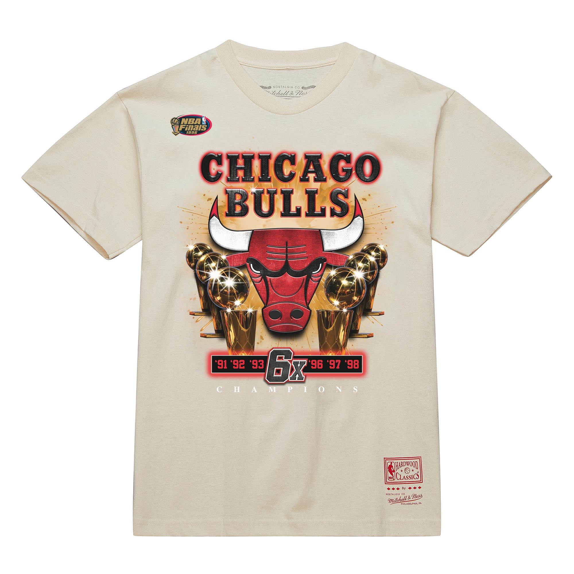 Mitchell & Ness Men's Chicago Bulls 6x Champions Short Sleeve Top-Cream - CREAM Thumbnail View 1