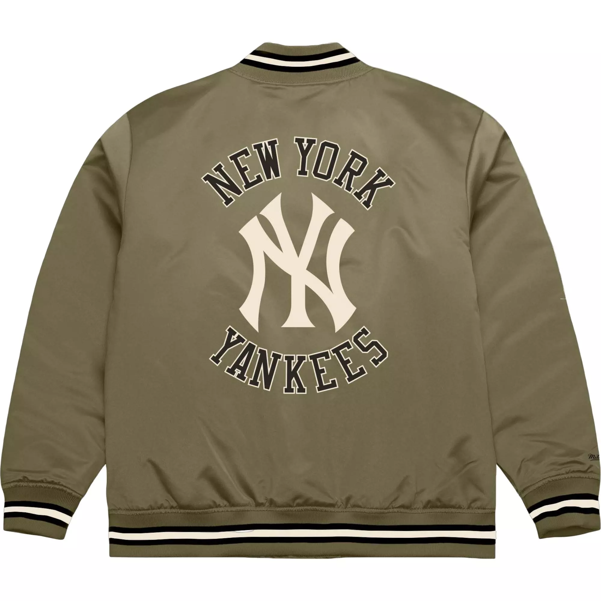 Mitchell & Ness Men's New York Yankees Lightweight Satin Jacket-Olive/Black