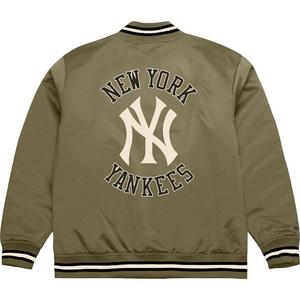 Mitchell & Ness Men's New York Yankees Lightweight Satin Jacket-Olive/Black