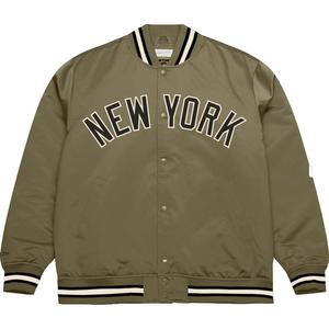 Mitchell & Ness Men's New York Yankees Lightweight Satin Jacket-Olive/Black
