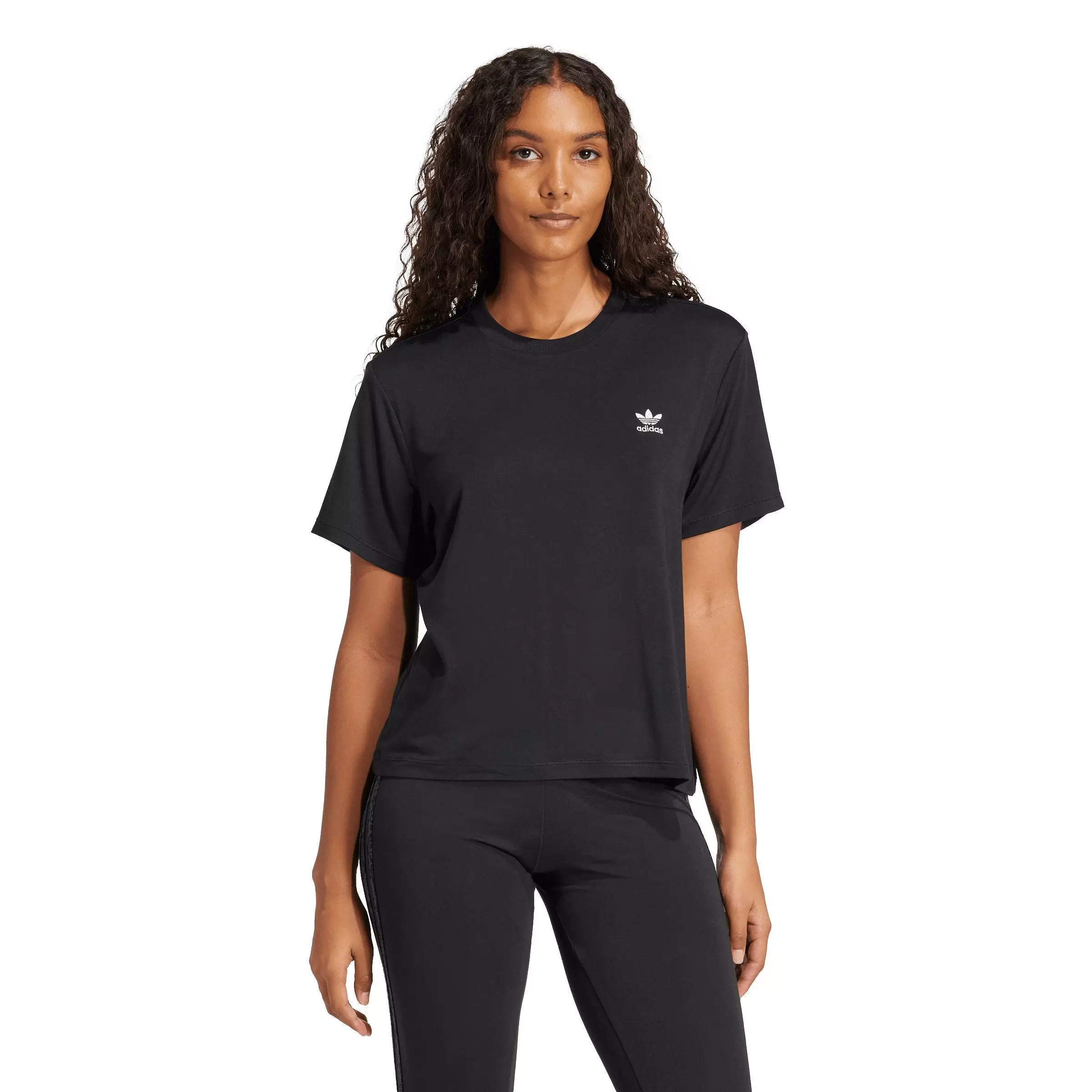 adidas Originals Women's Snake Trefoil Boxy Crop Tee - BLACK