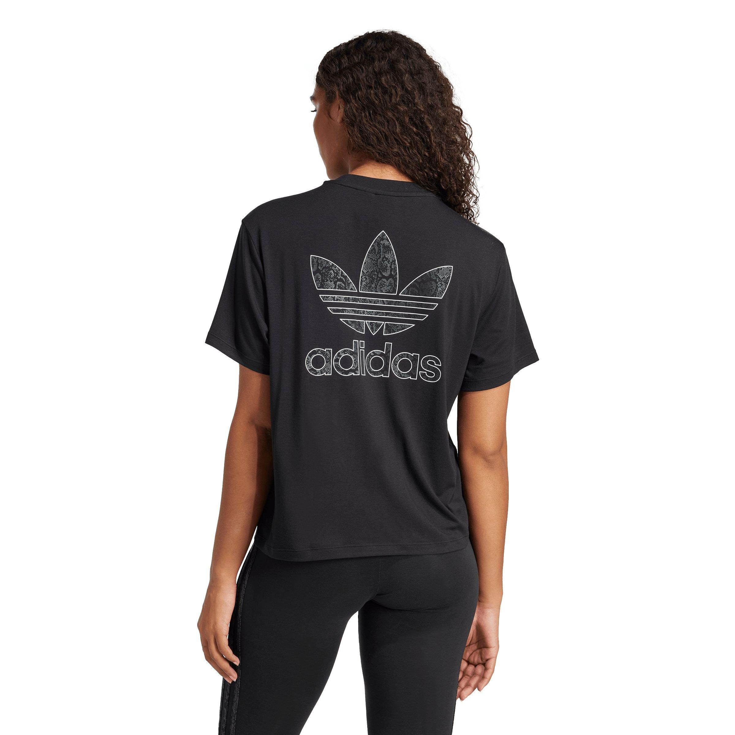 adidas Women's Snake Trefoil Boxy Crop Tee - BLACK Thumbnail View 2