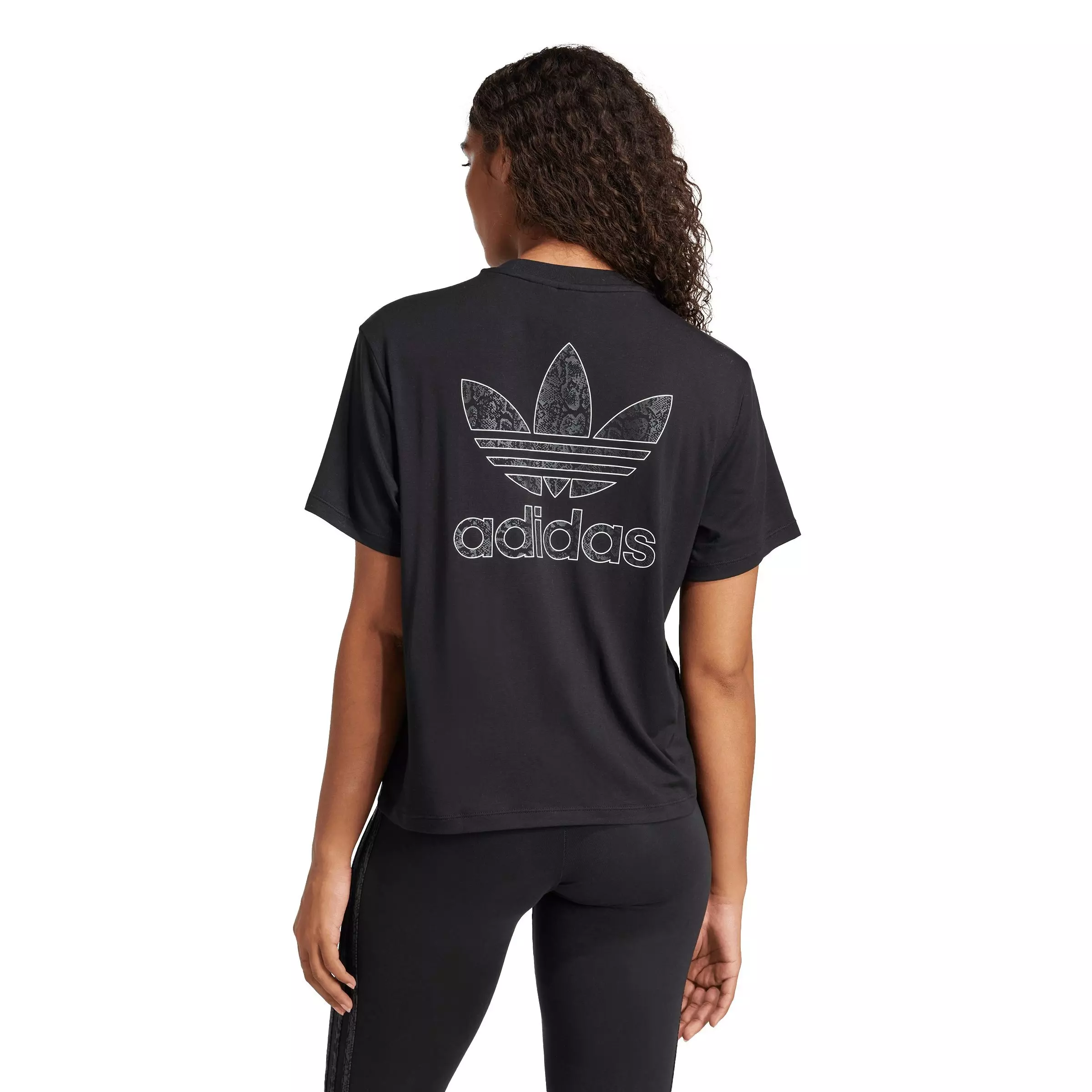 adidas Women's Snake Trefoil Boxy Crop Tee - BLACK
